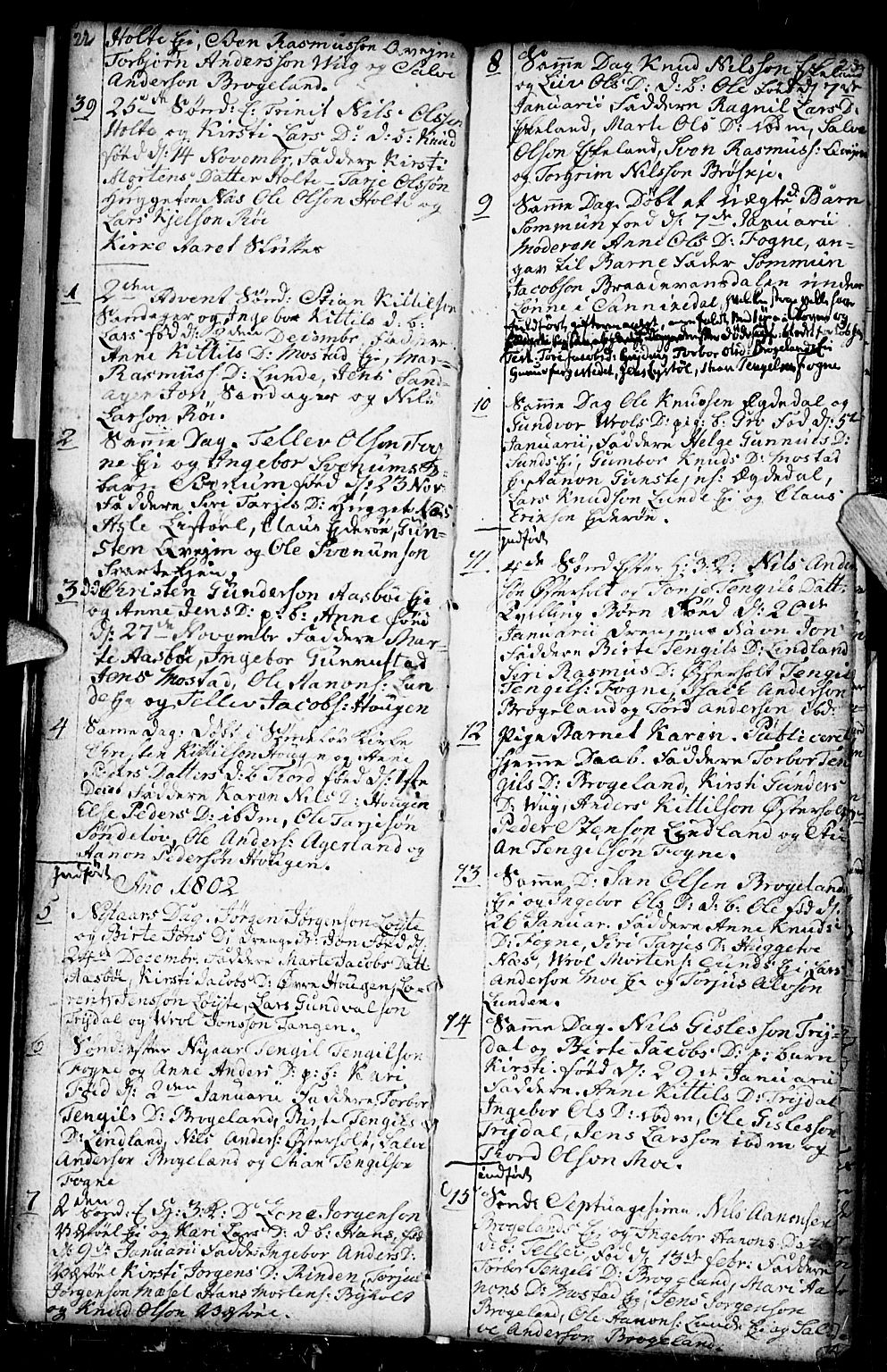 Gjerstad sokneprestkontor, SAK/1111-0014/F/Fb/Fba/L0001: Parish register (copy) no. B 1, 1797-1816, p. 22-23