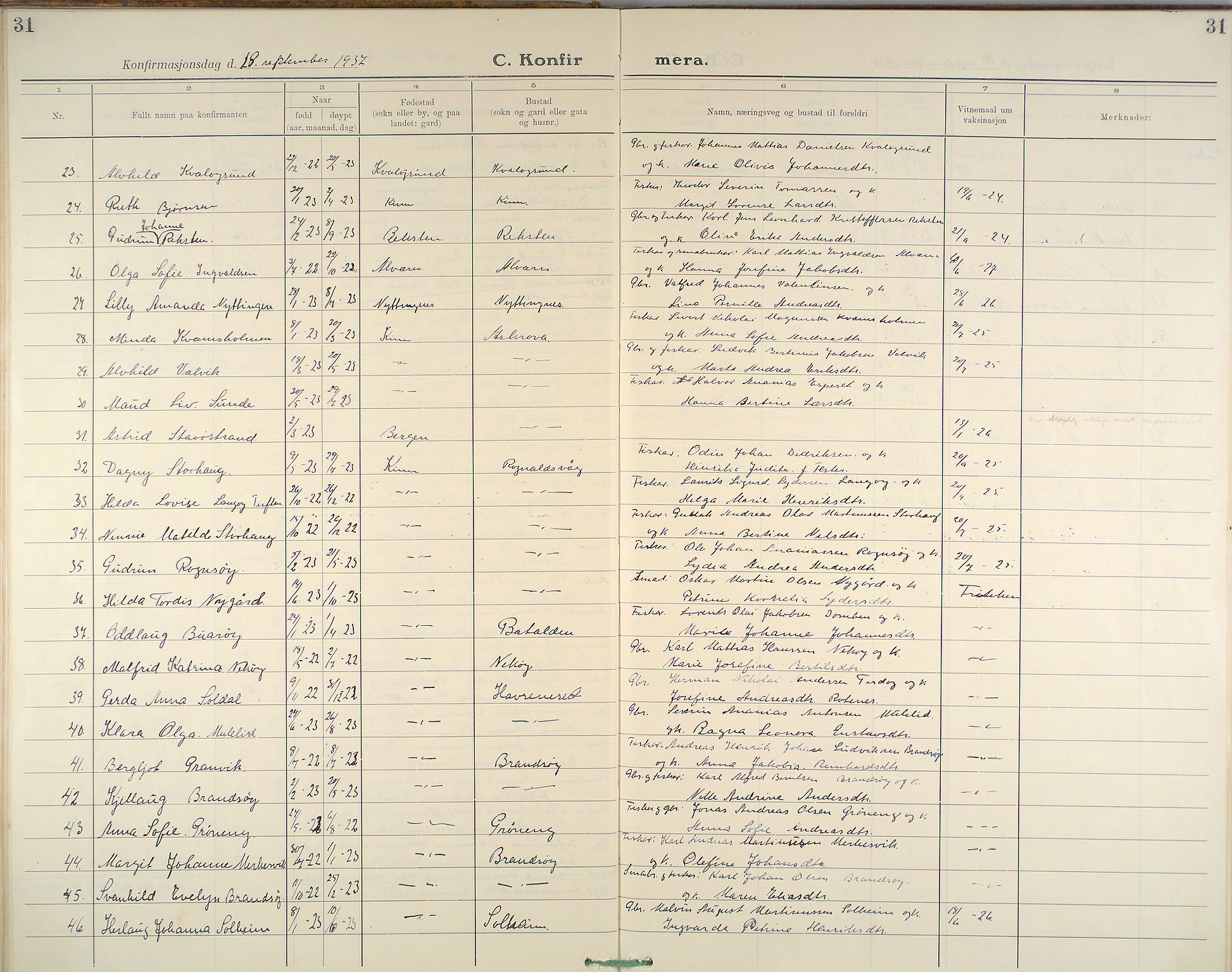 Kinn sokneprestembete, AV/SAB-A-80801/H/Haa/Haab/L0007: Parish register (official) no. B 7, 1926-1964, p. 31