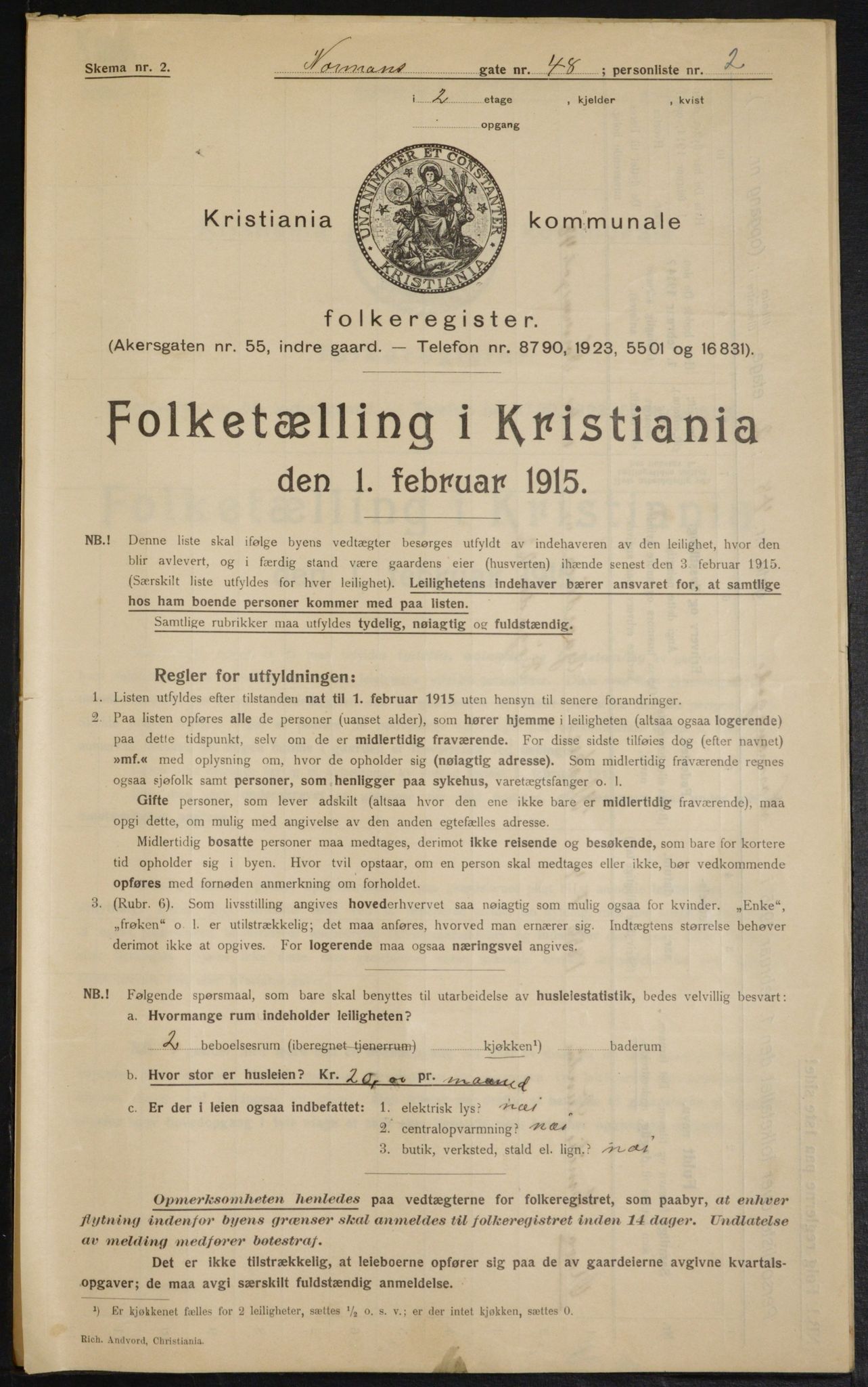 OBA, Municipal Census 1915 for Kristiania, 1915, p. 73304