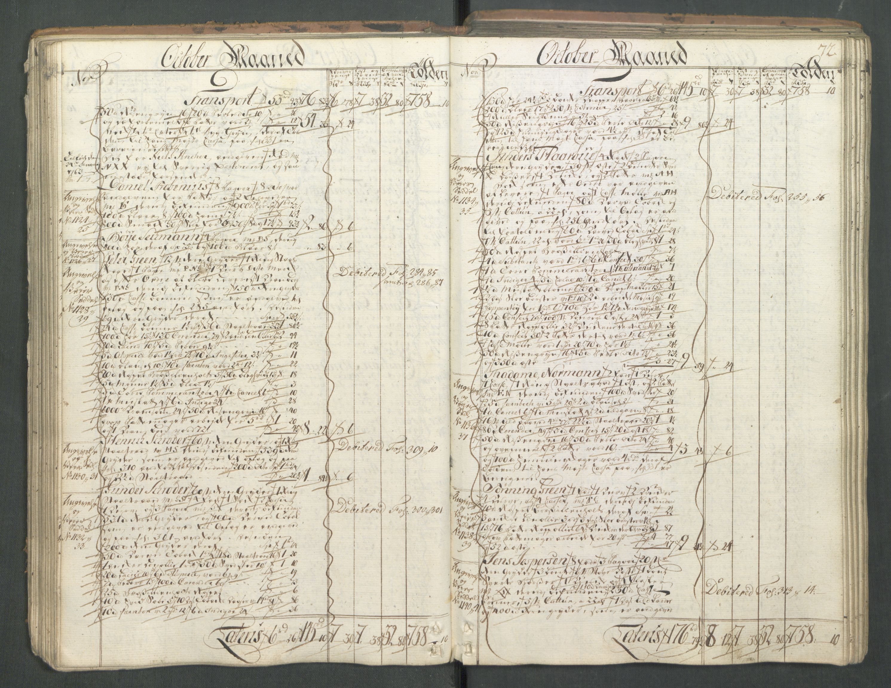 Generaltollkammeret, tollregnskaper, AV/RA-EA-5490/R01/L0046/0001: Tollregnskaper Fredrikshald / Inngående hovedtollbok, 1762, p. 71b-72a