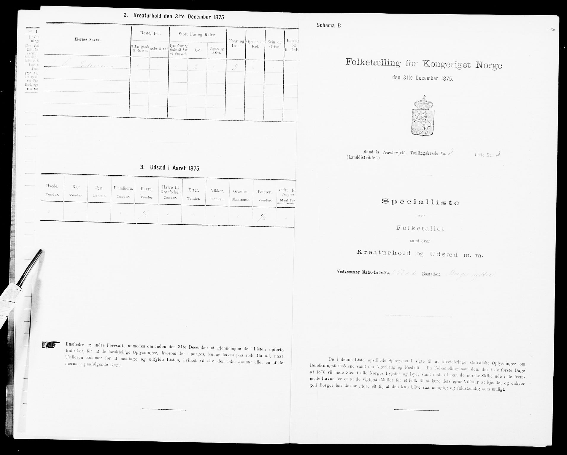 SAK, 1875 census for 1019L Mandal/Halse og Harkmark, 1875, p. 359