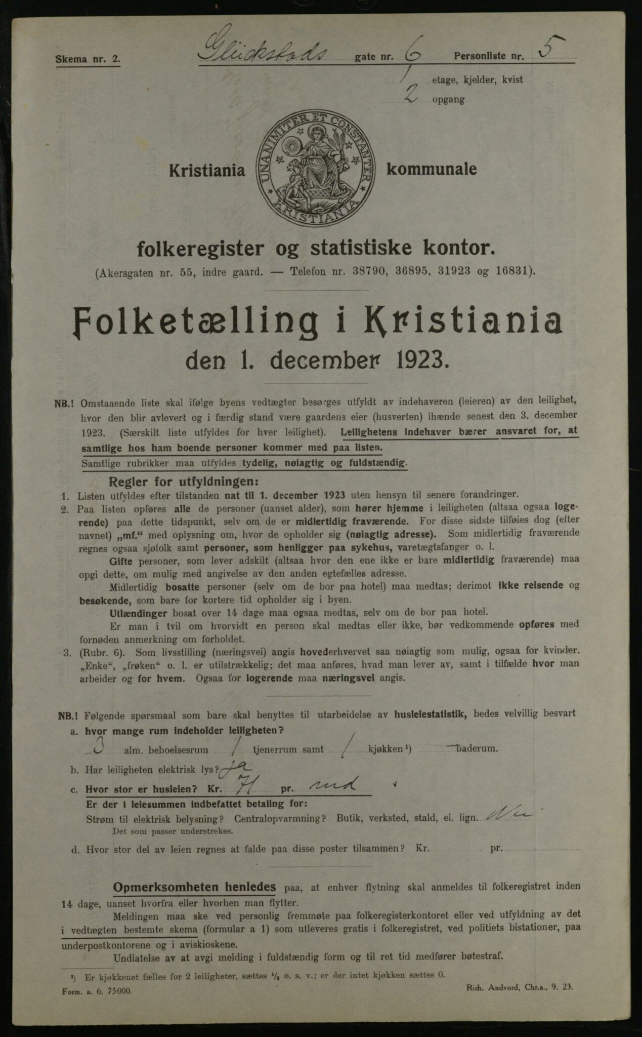 OBA, Municipal Census 1923 for Kristiania, 1923, p. 33416