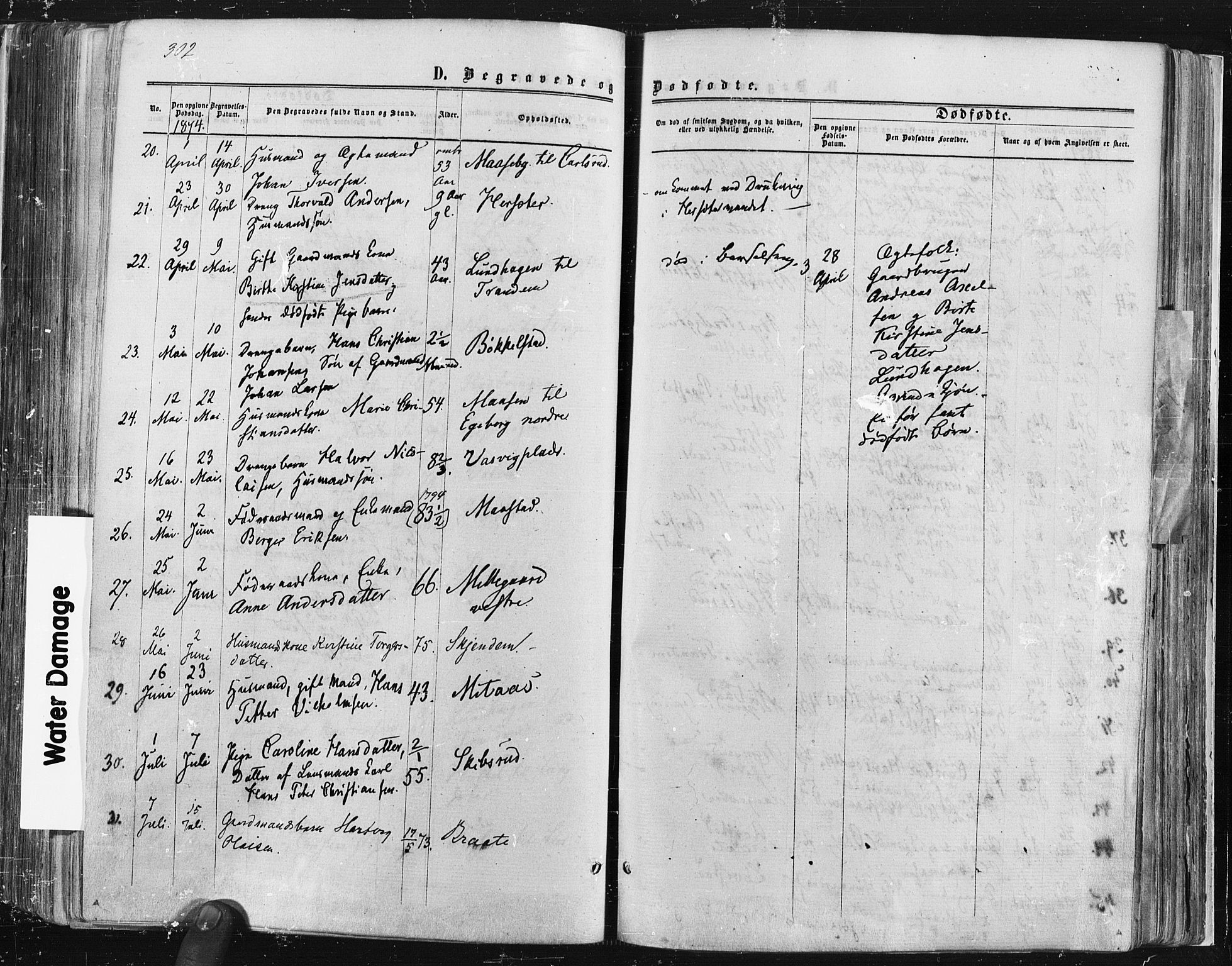 Trøgstad prestekontor Kirkebøker, SAO/A-10925/F/Fa/L0009: Parish register (official) no. I 9, 1865-1877, p. 302