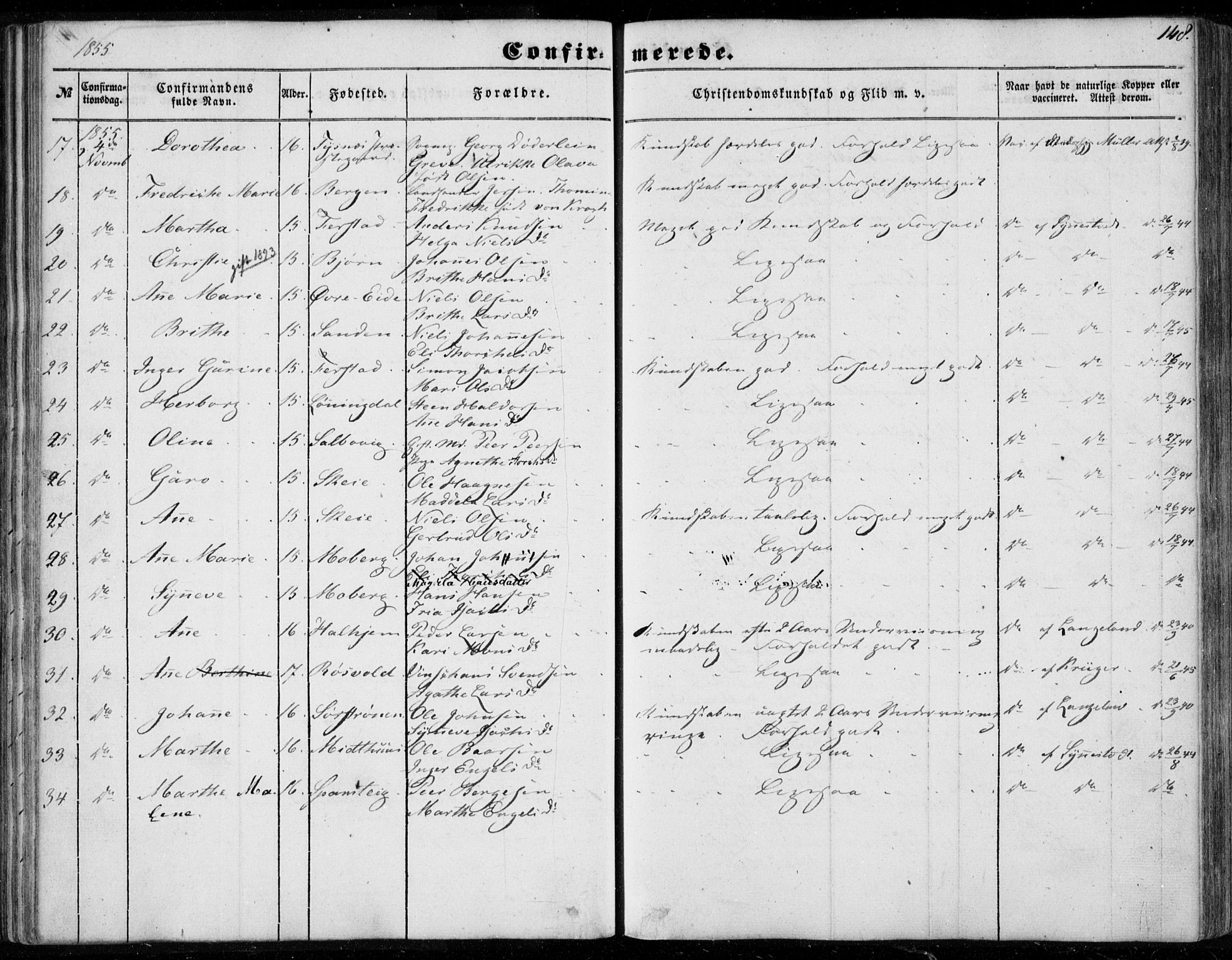 Os sokneprestembete, SAB/A-99929: Parish register (official) no. A 16, 1851-1859, p. 148