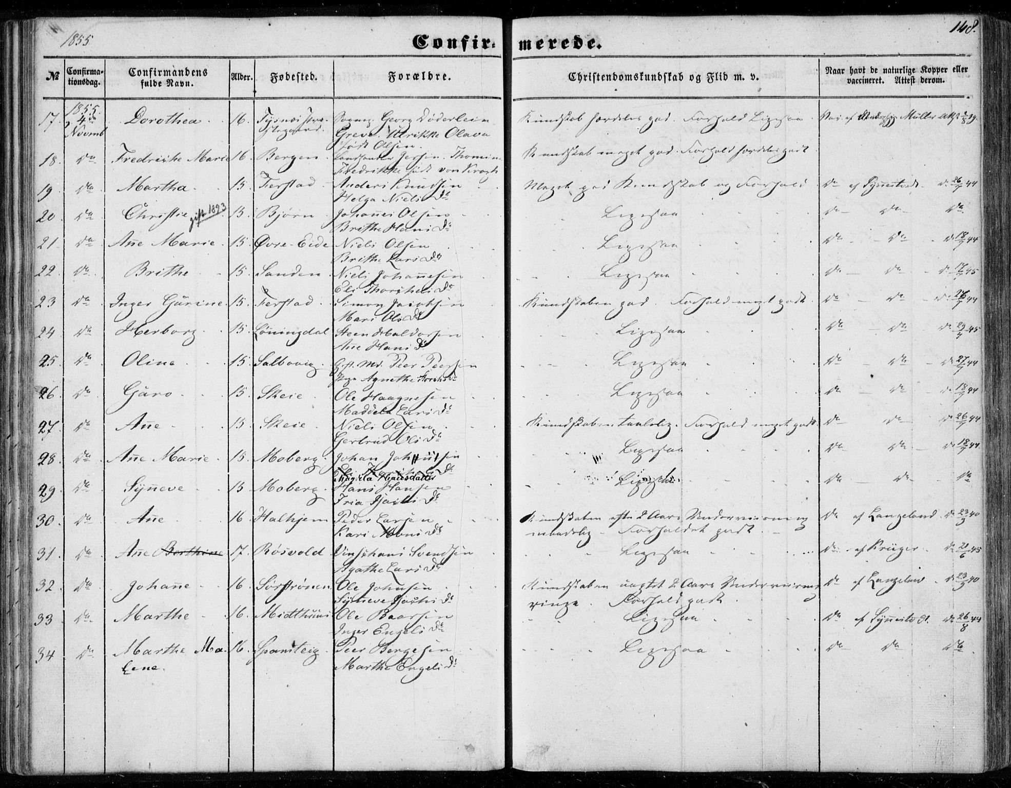 Os sokneprestembete, AV/SAB-A-99929: Parish register (official) no. A 16, 1851-1859, p. 148