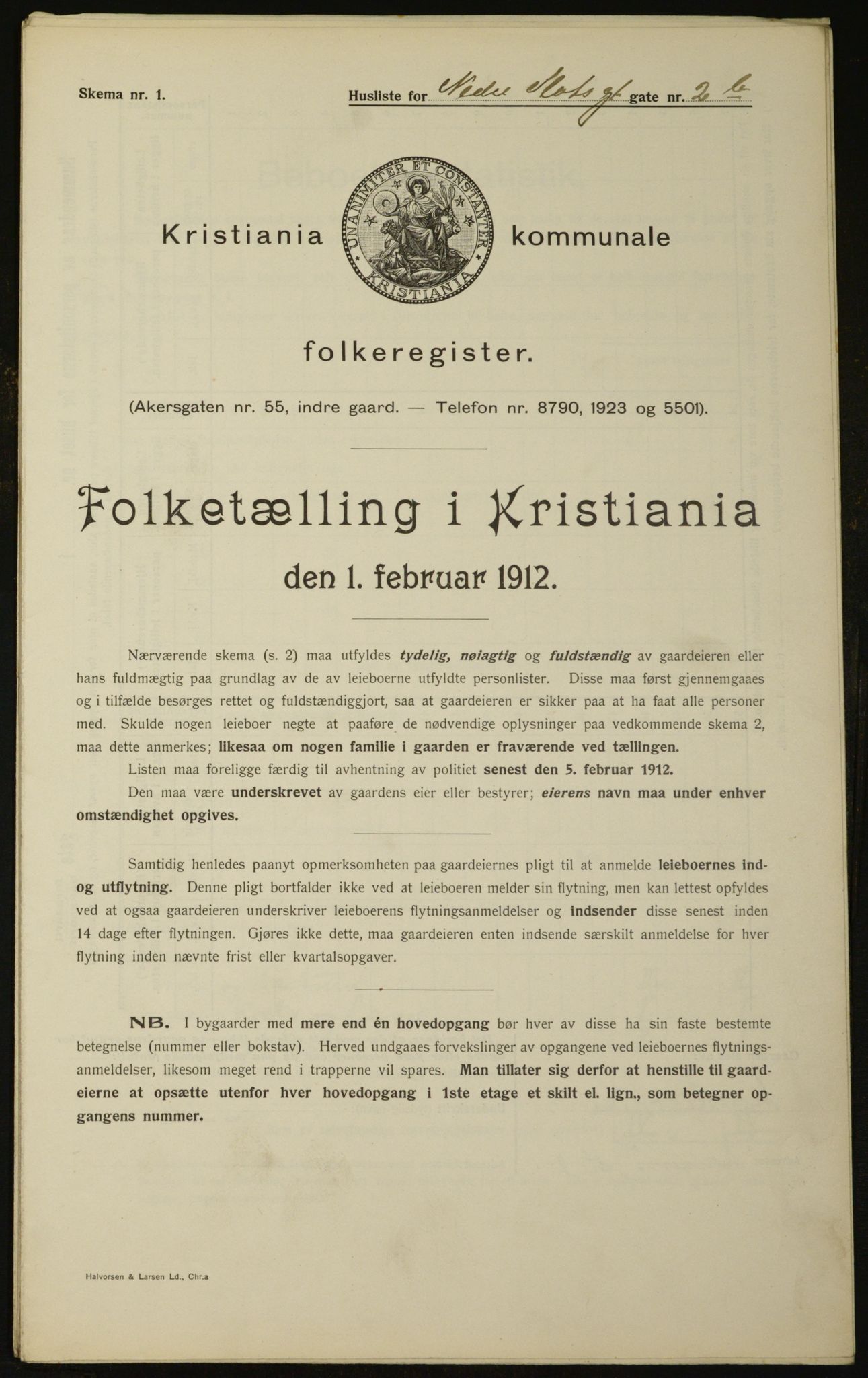 OBA, Municipal Census 1912 for Kristiania, 1912, p. 70022
