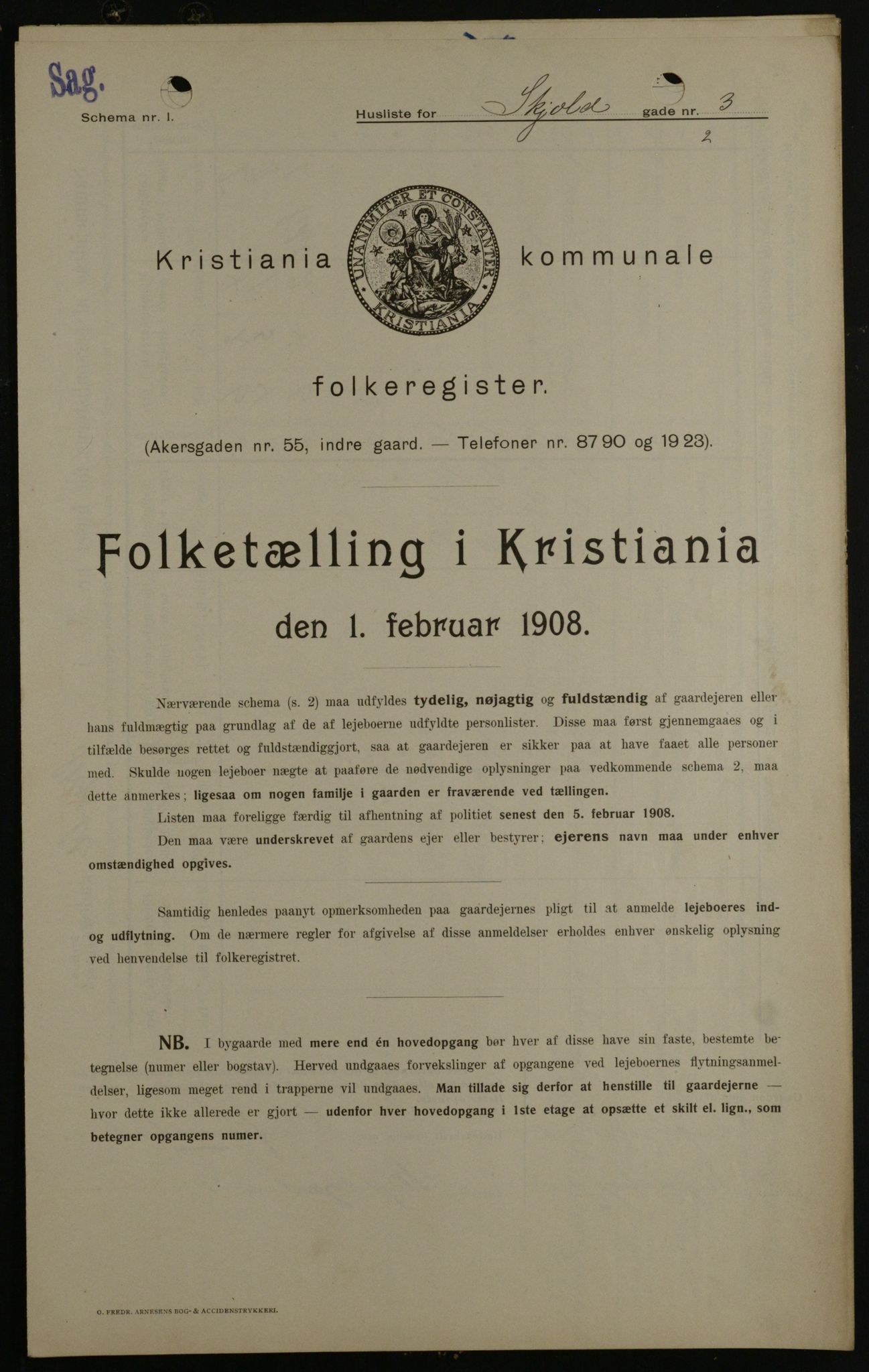 OBA, Municipal Census 1908 for Kristiania, 1908, p. 86536