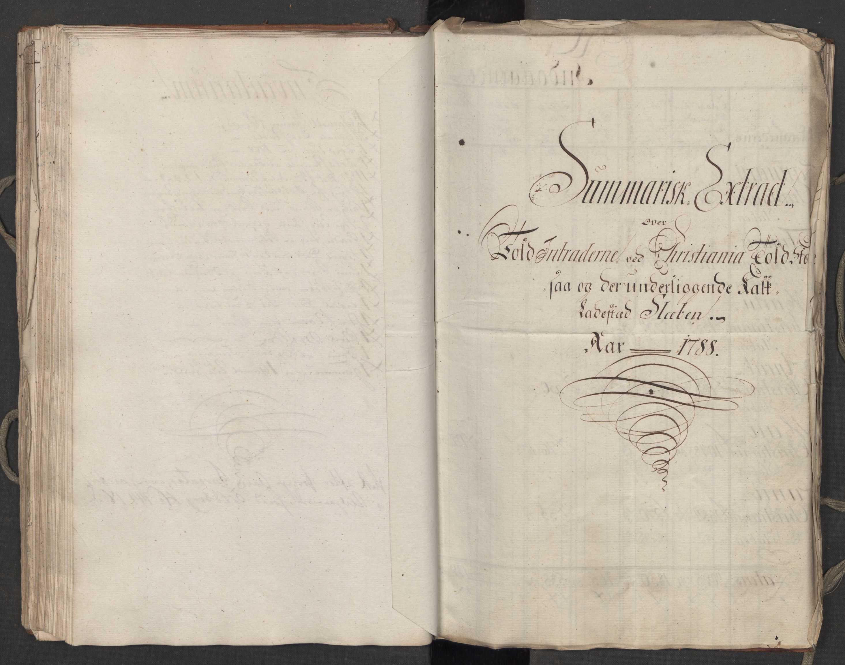 Generaltollkammeret, tollregnskaper, RA/EA-5490/R06/L0174/0001: Tollregnskaper Kristiania / Utgående hovedtollbok, 1788