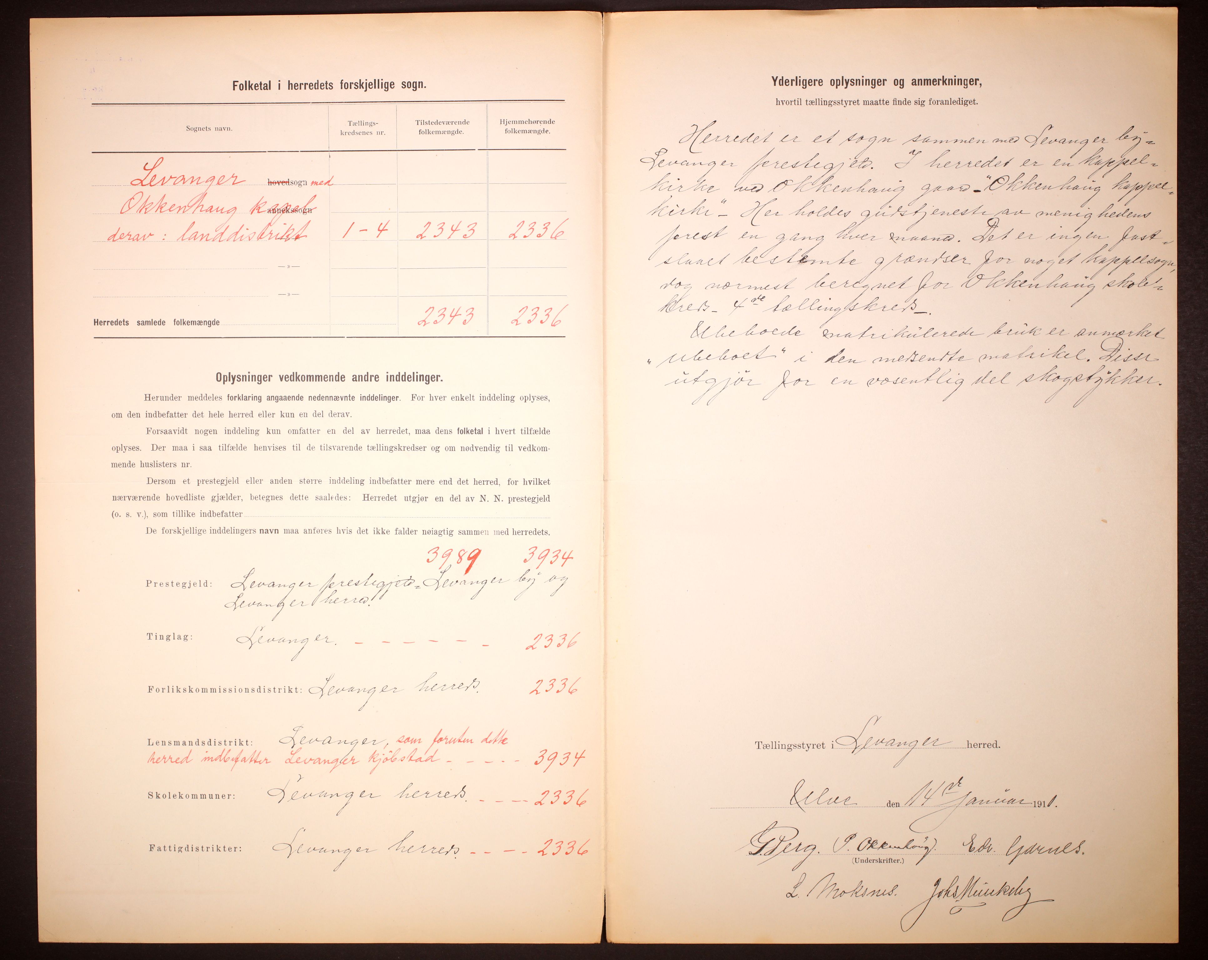 RA, 1910 census for Levanger, 1910, p. 3