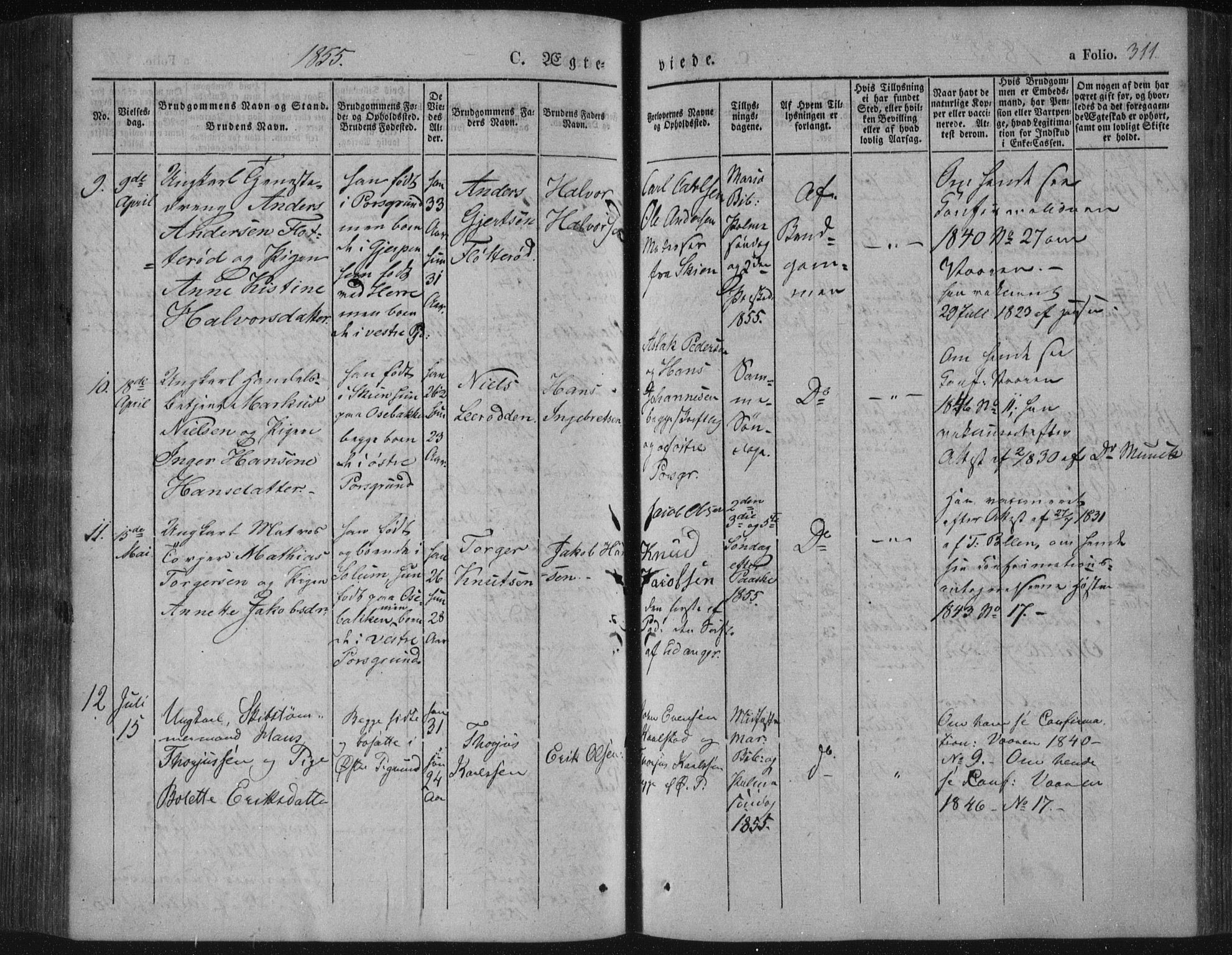 Porsgrunn kirkebøker , AV/SAKO-A-104/F/Fa/L0006: Parish register (official) no. 6, 1841-1857, p. 311