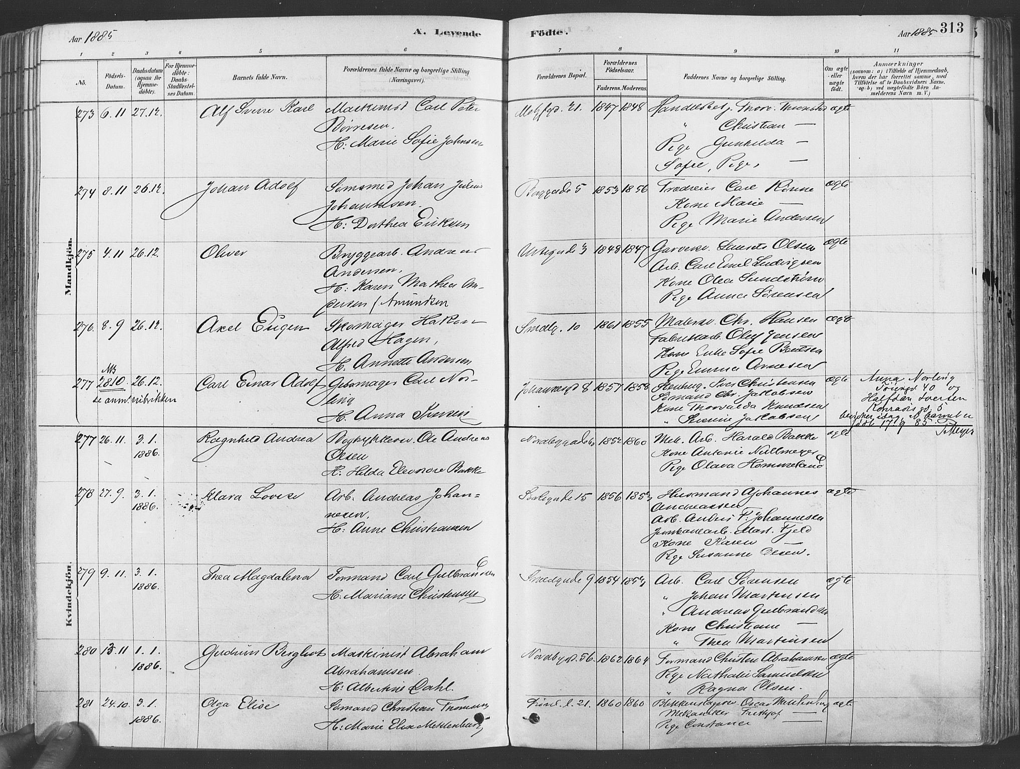 Grønland prestekontor Kirkebøker, AV/SAO-A-10848/F/Fa/L0007: Parish register (official) no. 7, 1878-1888, p. 313