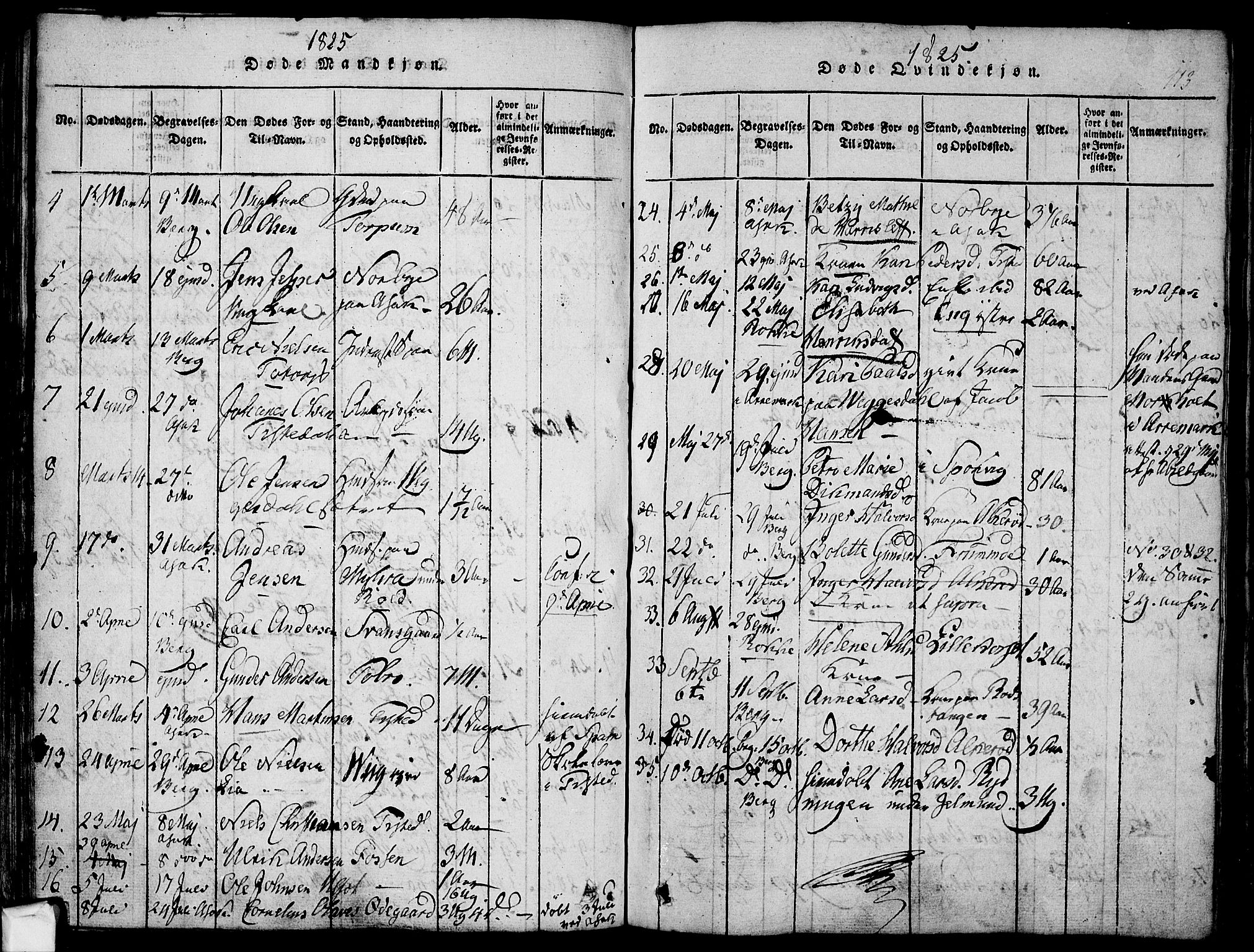 Berg prestekontor Kirkebøker, SAO/A-10902/F/Fa/L0002: Parish register (official) no. I 2, 1815-1831, p. 113