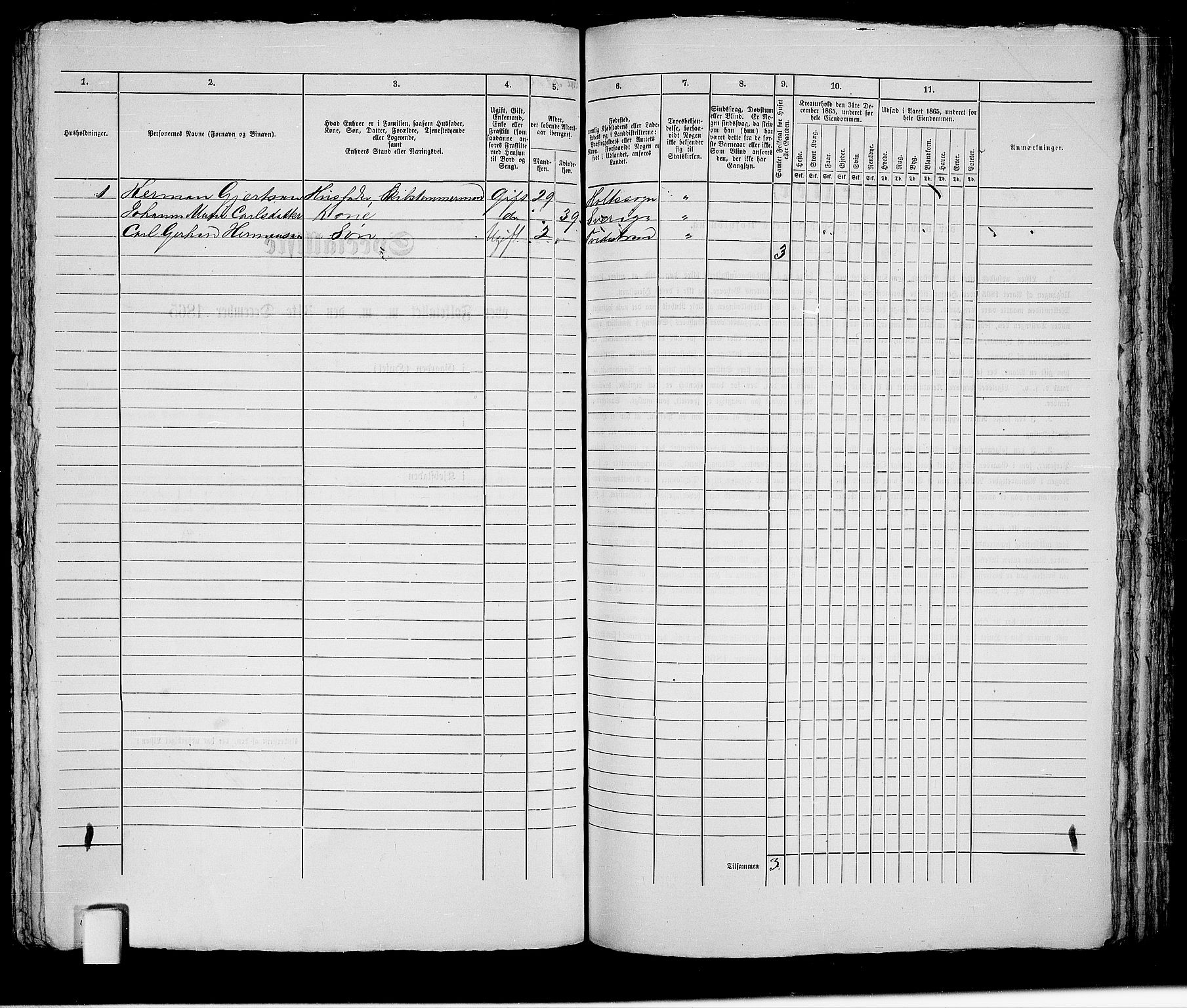 RA, 1865 census for Holt/Tvedestrand, 1865, p. 218