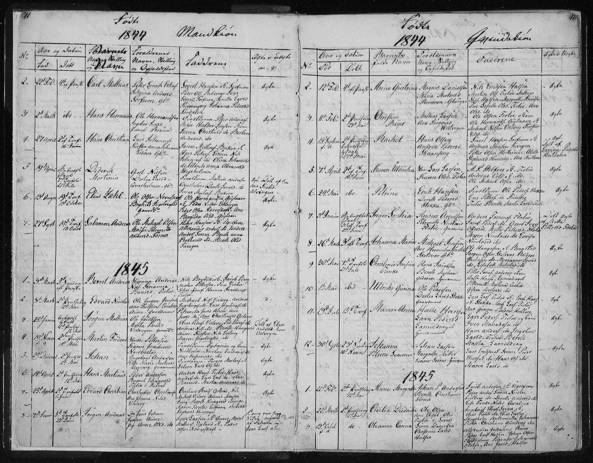 Ministerialprotokoller, klokkerbøker og fødselsregistre - Nordland, SAT/A-1459/817/L0266: Parish register (copy) no. 817C01, 1841-1869, p. 11-12