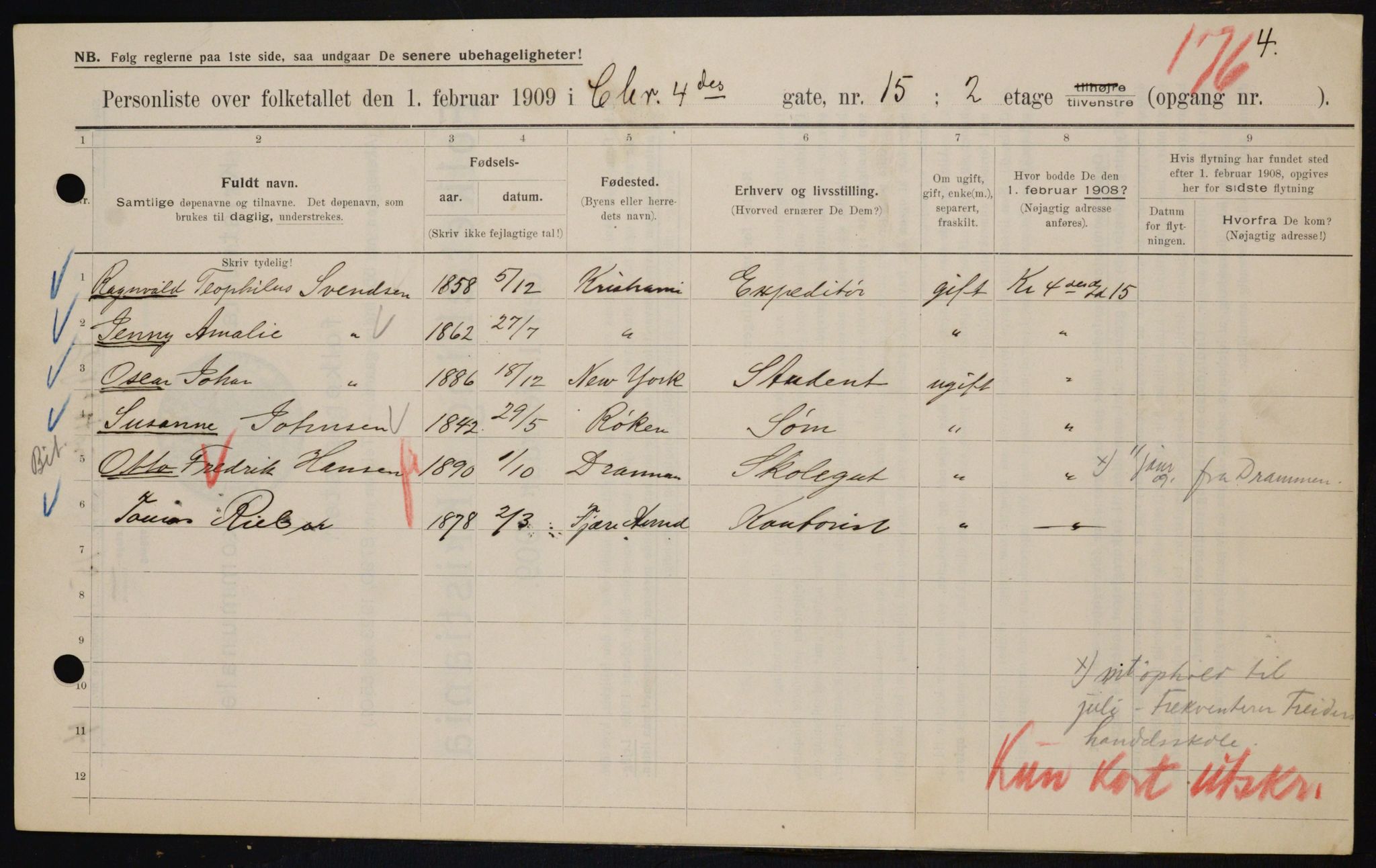 OBA, Municipal Census 1909 for Kristiania, 1909, p. 49707