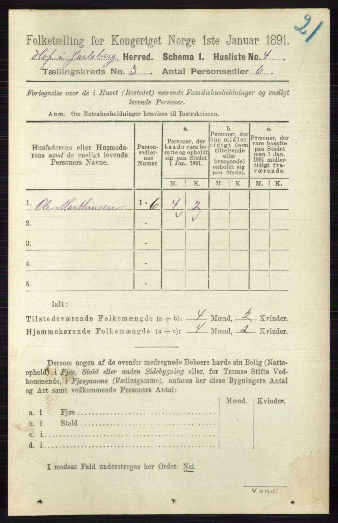 RA, 1891 census for 0714 Hof, 1891, p. 848