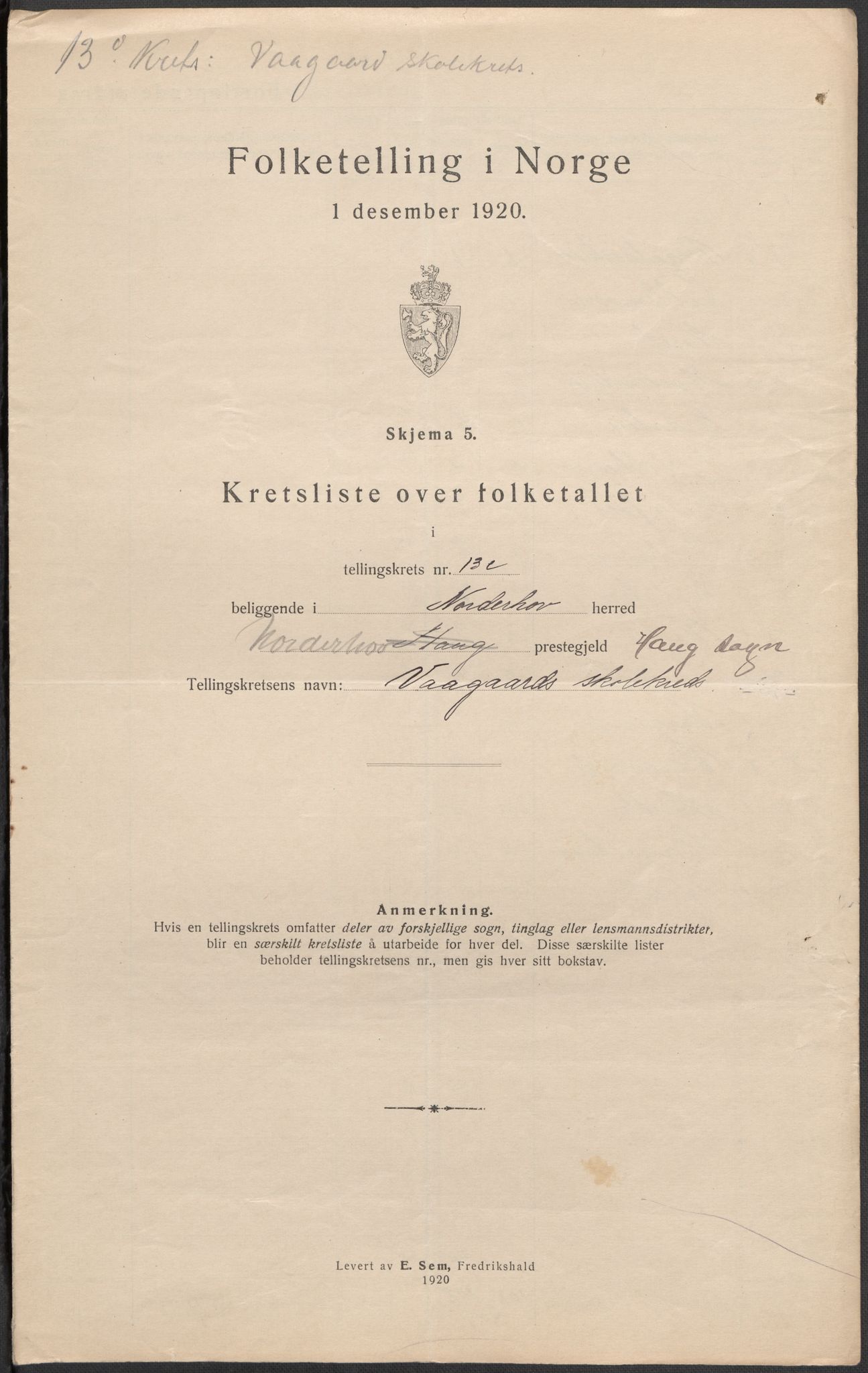 SAKO, 1920 census for Norderhov, 1920, p. 42