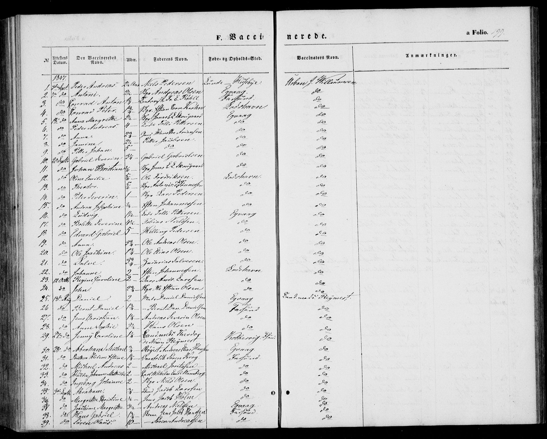 Farsund sokneprestkontor, SAK/1111-0009/F/Fa/L0004: Parish register (official) no. A 4, 1847-1863, p. 199