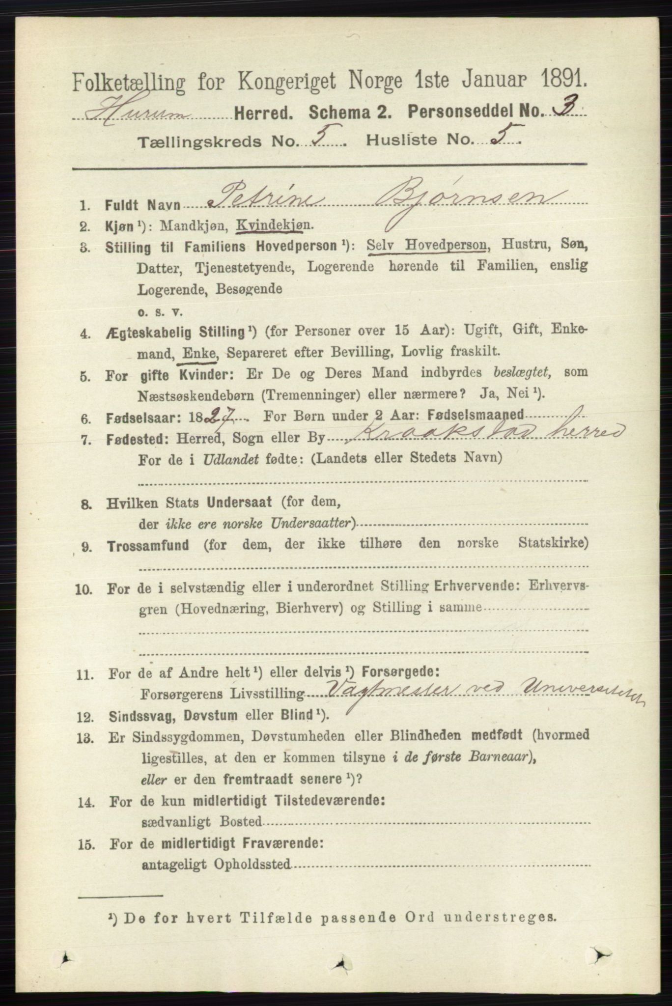 RA, 1891 census for 0628 Hurum, 1891, p. 1419