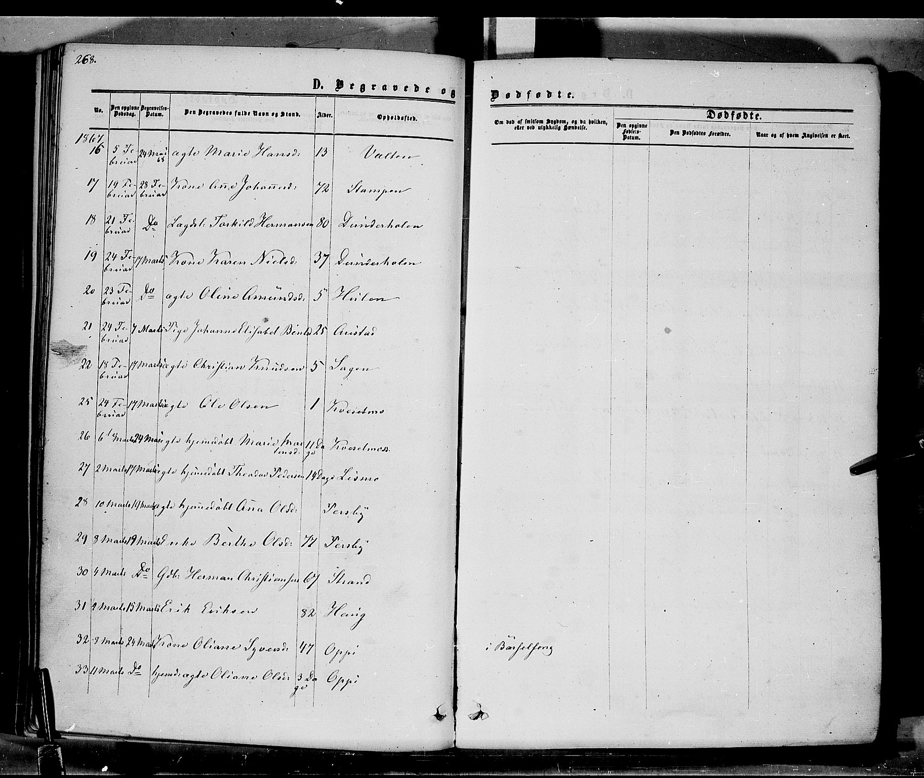 Hof prestekontor, AV/SAH-PREST-038/H/Ha/Haa/L0009: Parish register (official) no. 9, 1862-1877, p. 268