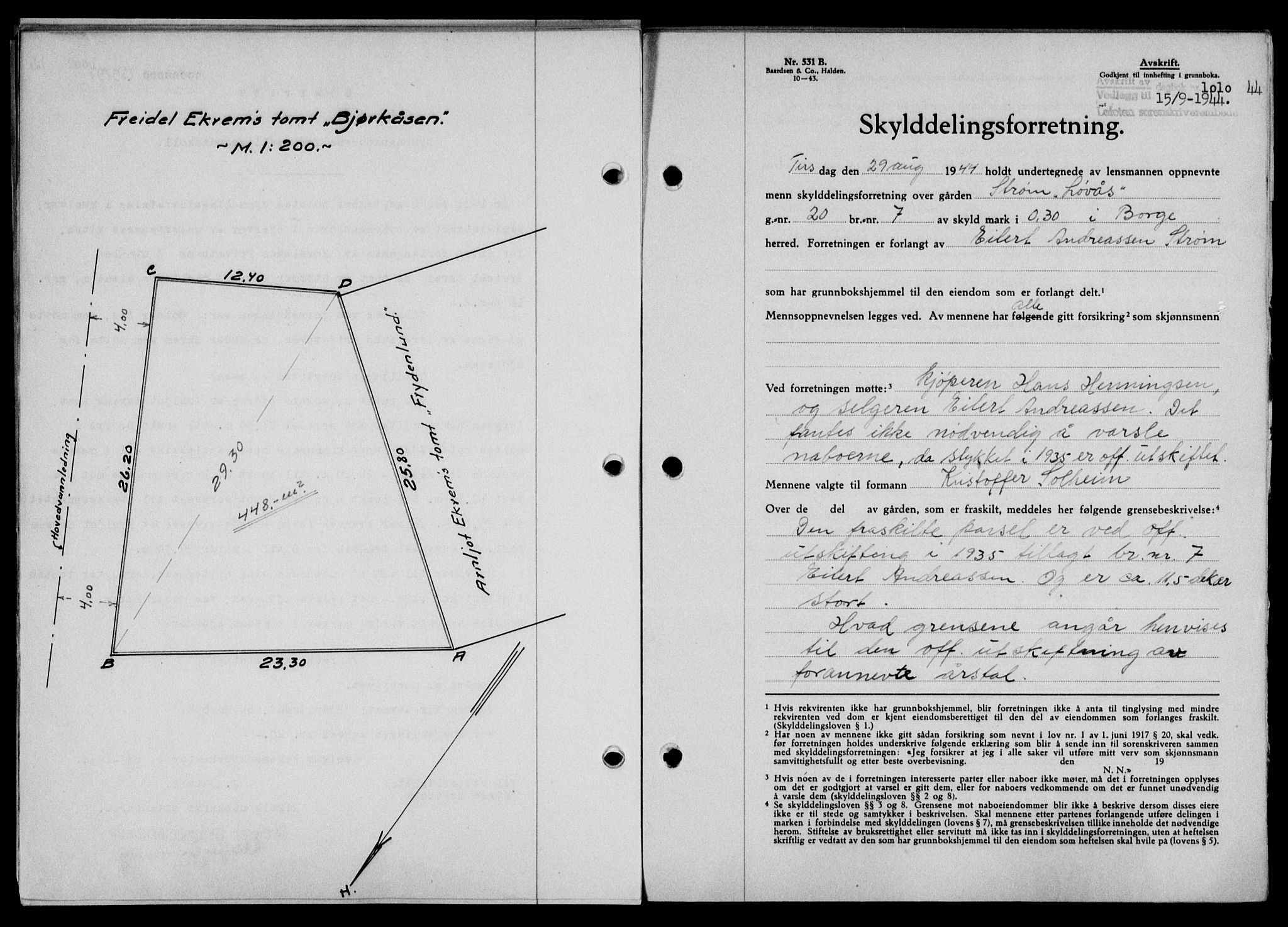 Lofoten sorenskriveri, SAT/A-0017/1/2/2C/L0012a: Mortgage book no. 12a, 1943-1944, Diary no: : 1010/1944