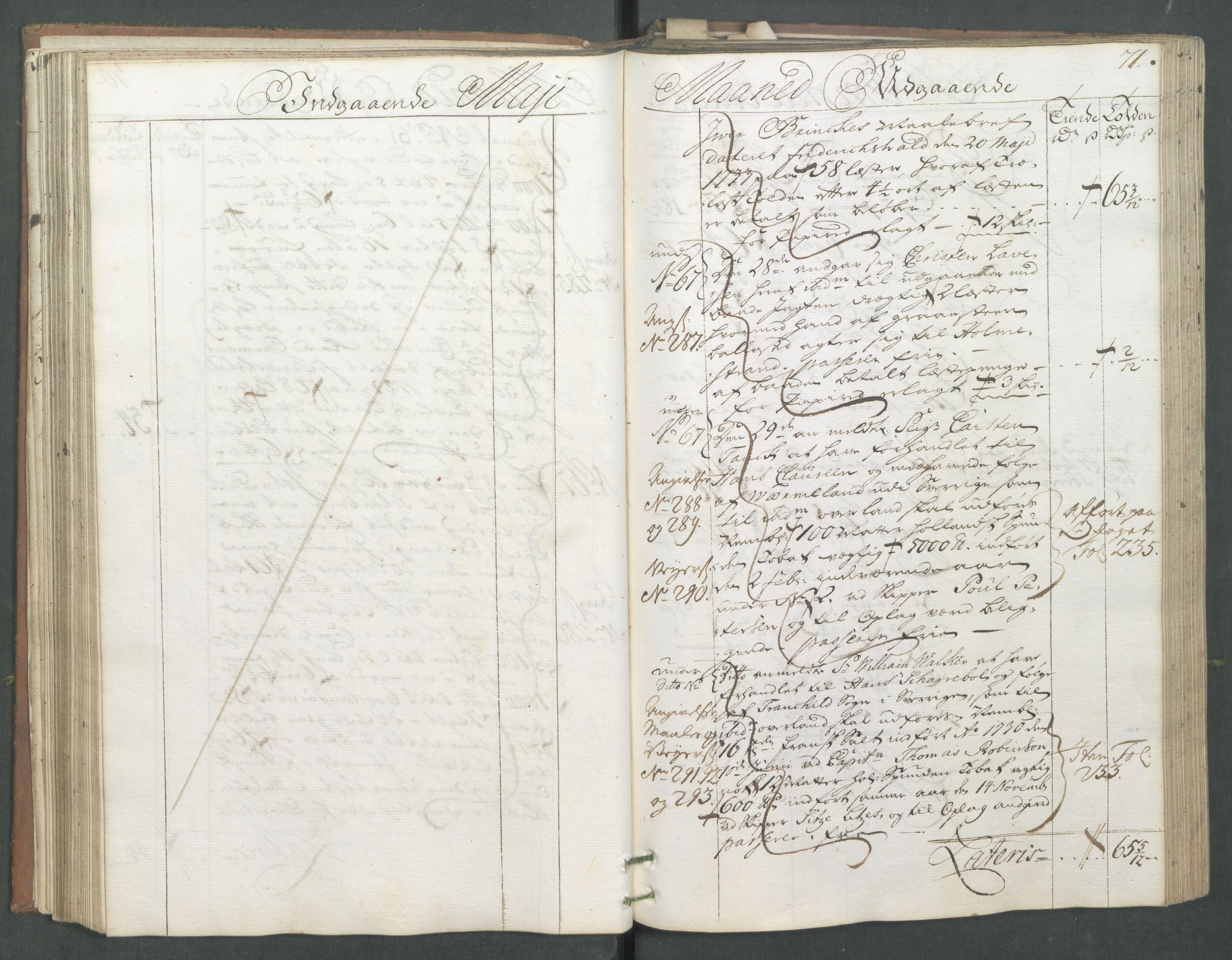 Generaltollkammeret, tollregnskaper, AV/RA-EA-5490/R01/L0008/0001: Tollregnskaper Fredrikshald / Hovedtollbok, 1733, p. 70b-71a