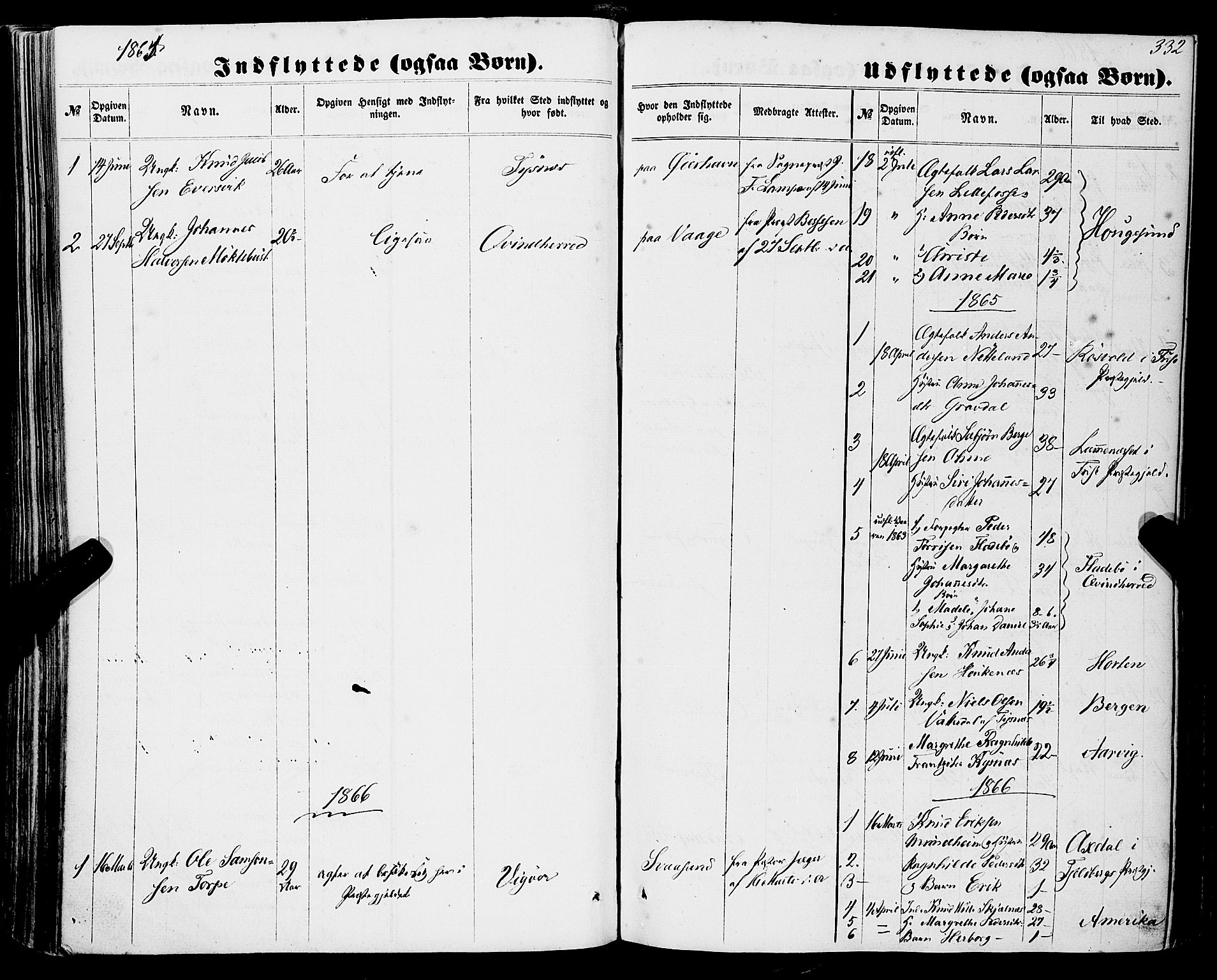 Strandebarm sokneprestembete, AV/SAB-A-78401/H/Haa: Parish register (official) no. A 8, 1858-1872, p. 332