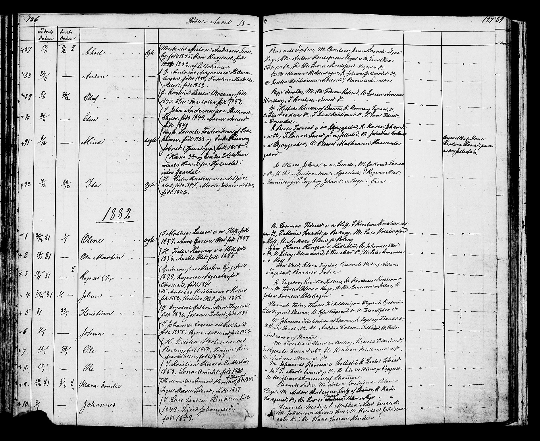 Fåberg prestekontor, SAH/PREST-086/H/Ha/Hab/L0007: Parish register (copy) no. 7, 1856-1891, p. 126-127