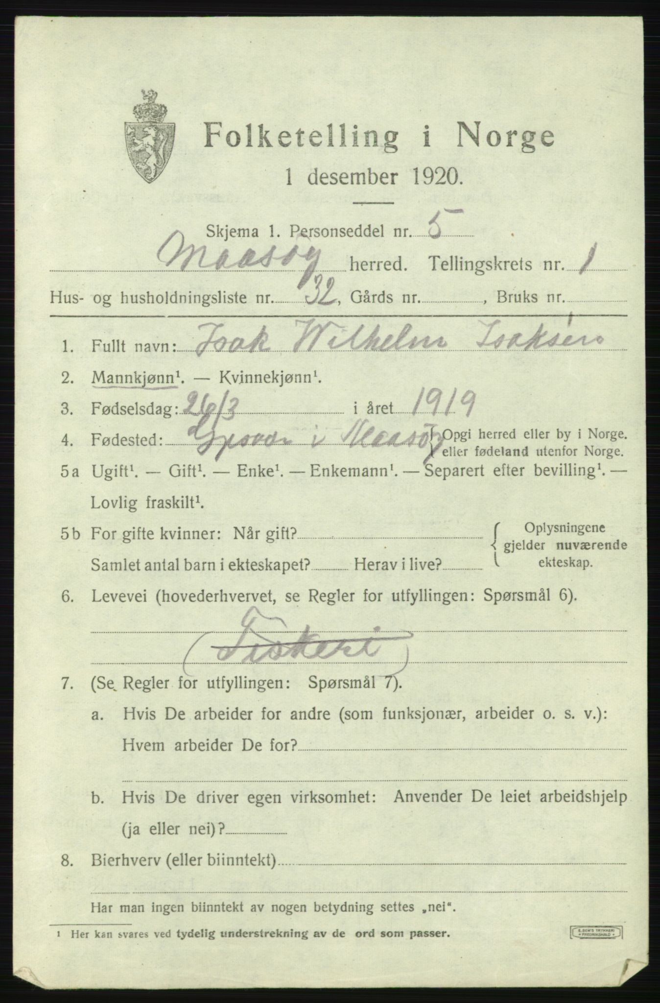 SATØ, 1920 census for Måsøy, 1920, p. 1174
