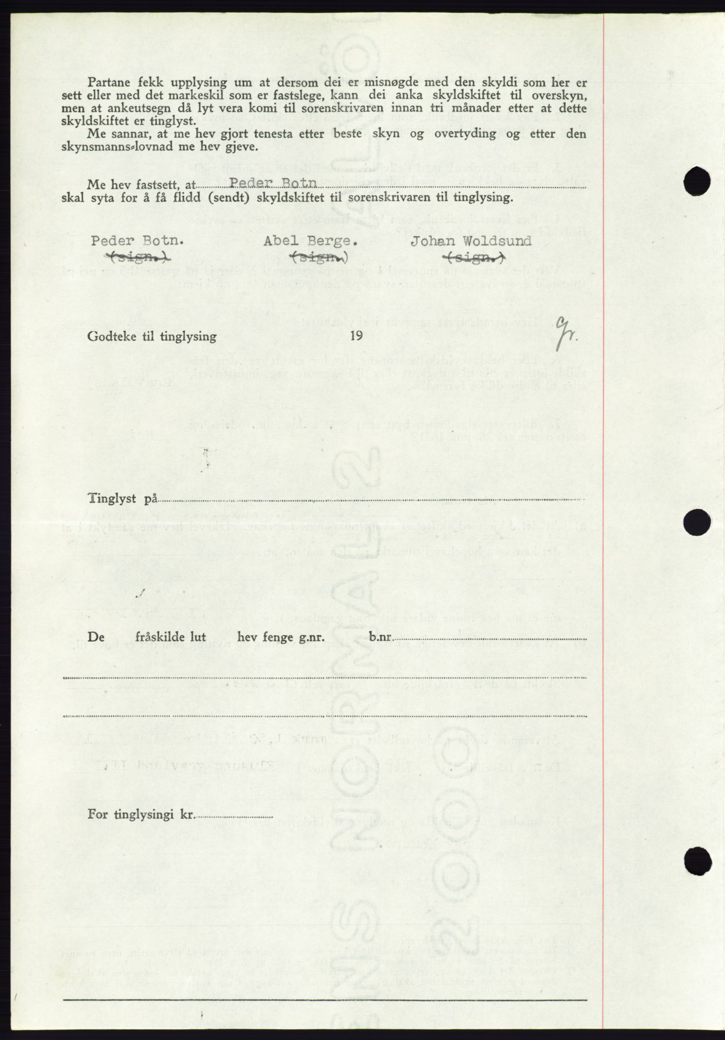 Søre Sunnmøre sorenskriveri, AV/SAT-A-4122/1/2/2C/L0077: Mortgage book no. 3A, 1945-1946, Diary no: : 649/1945