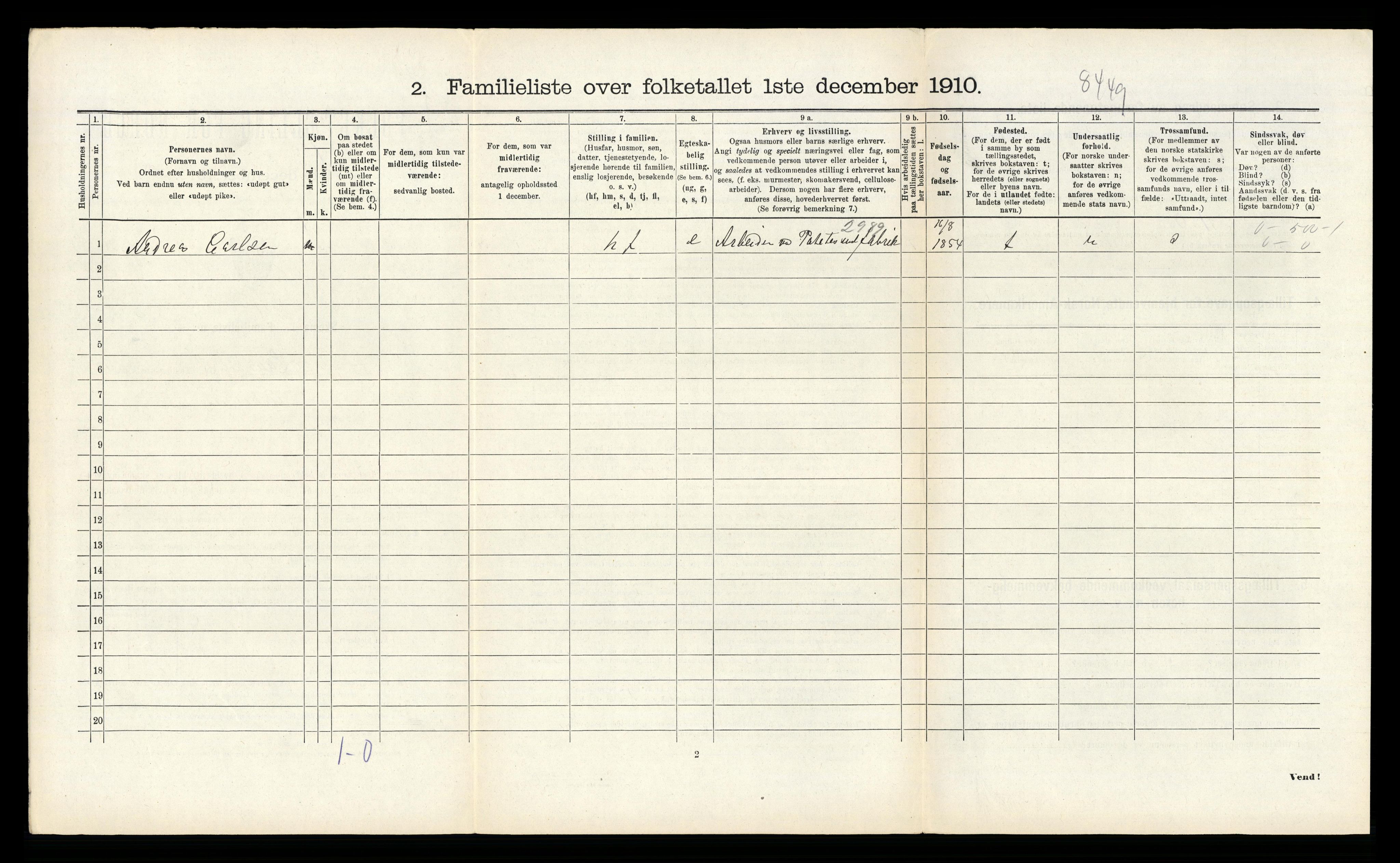 RA, 1910 census for Larvik, 1910, p. 4140