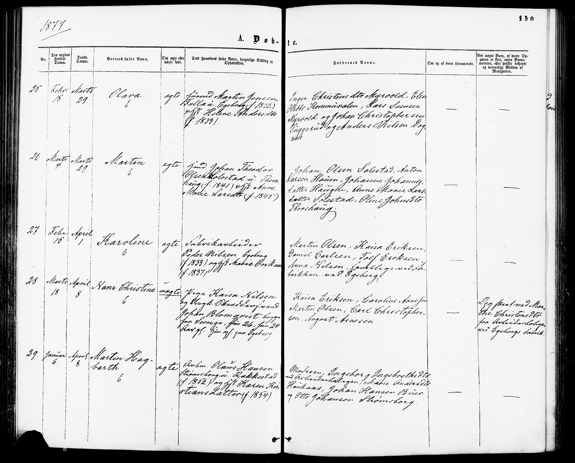 Enebakk prestekontor Kirkebøker, AV/SAO-A-10171c/F/Fa/L0011: Parish register (official) no. I 11, 1862-1882, p. 150