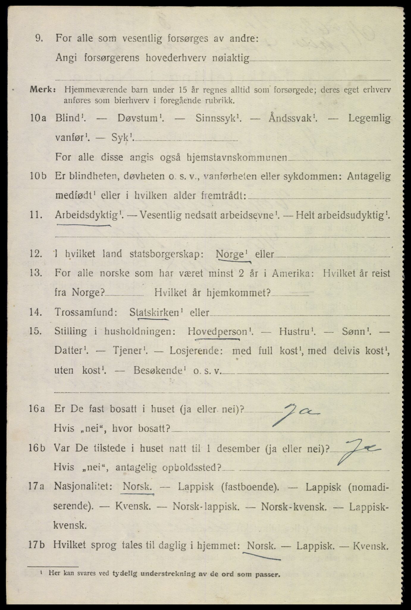 SAT, 1920 census for Tysfjord, 1920, p. 4034