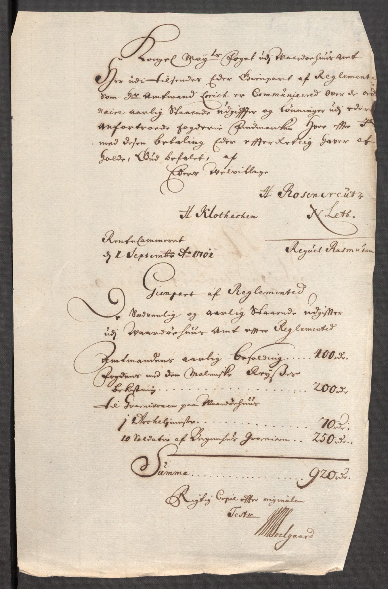 Rentekammeret inntil 1814, Reviderte regnskaper, Fogderegnskap, RA/EA-4092/R69/L4855: Fogderegnskap Finnmark/Vardøhus, 1709-1712, p. 494