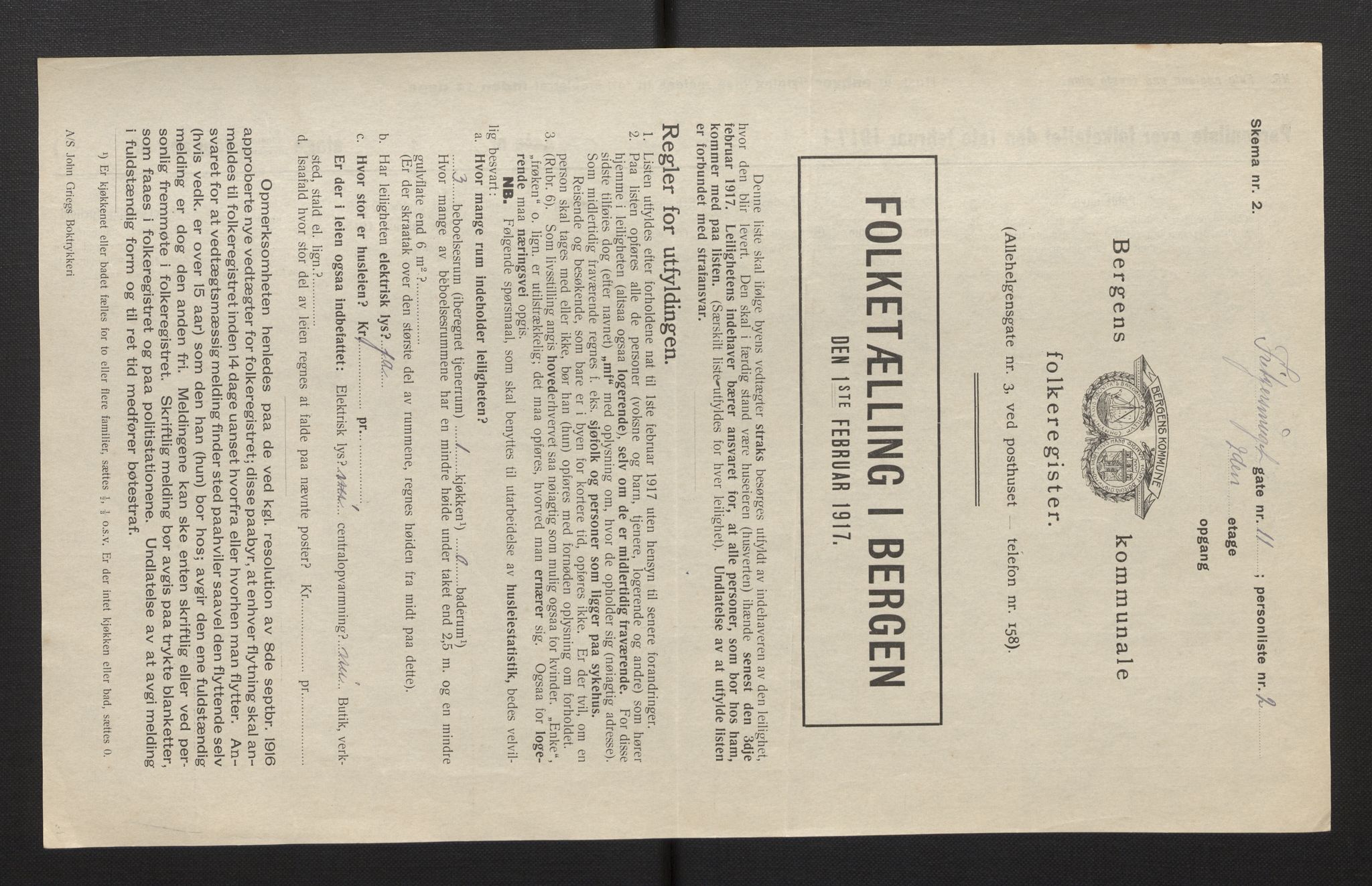 SAB, Municipal Census 1917 for Bergen, 1917, p. 9582