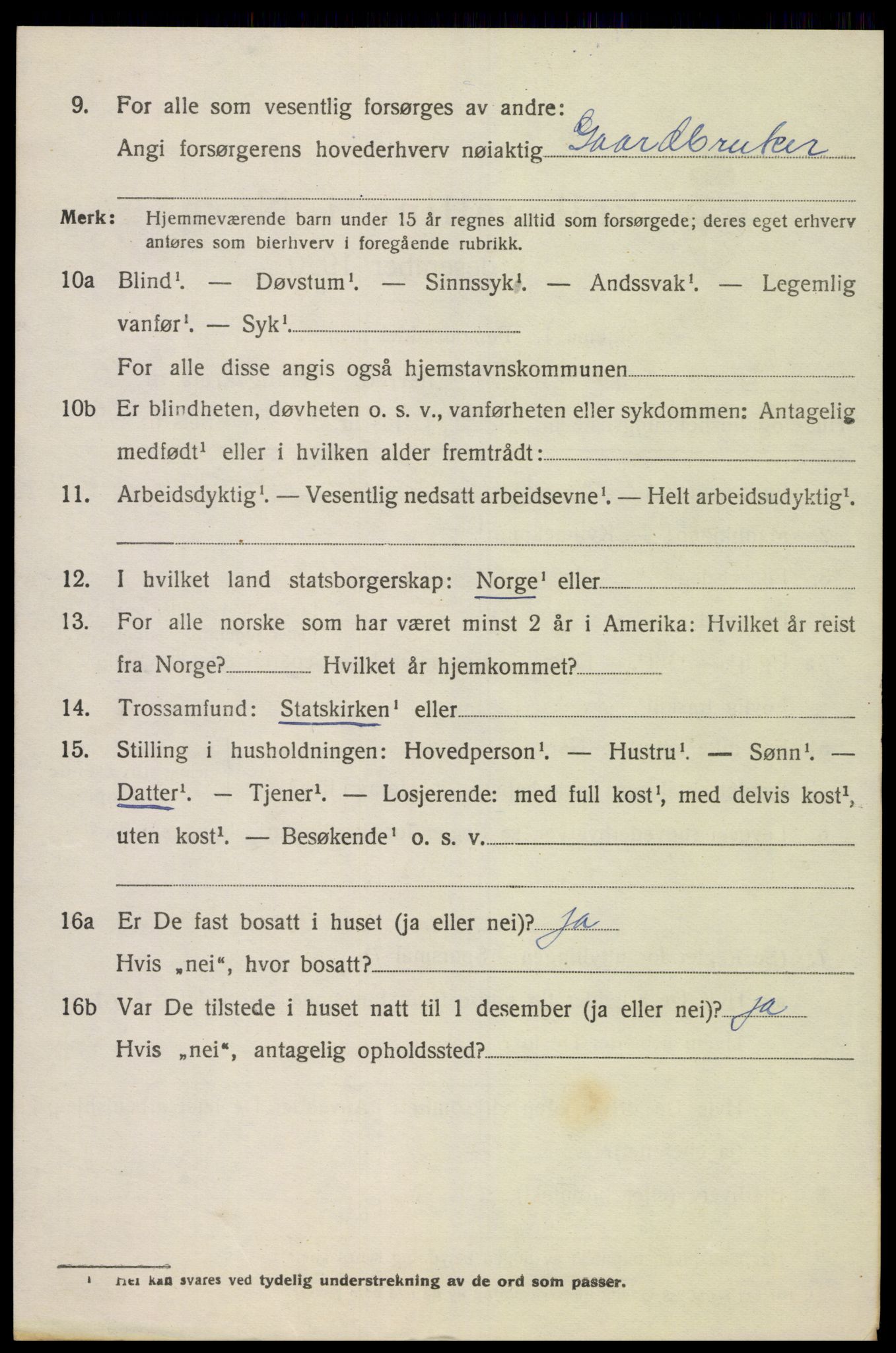 SAK, 1920 census for Grindheim, 1920, p. 1860