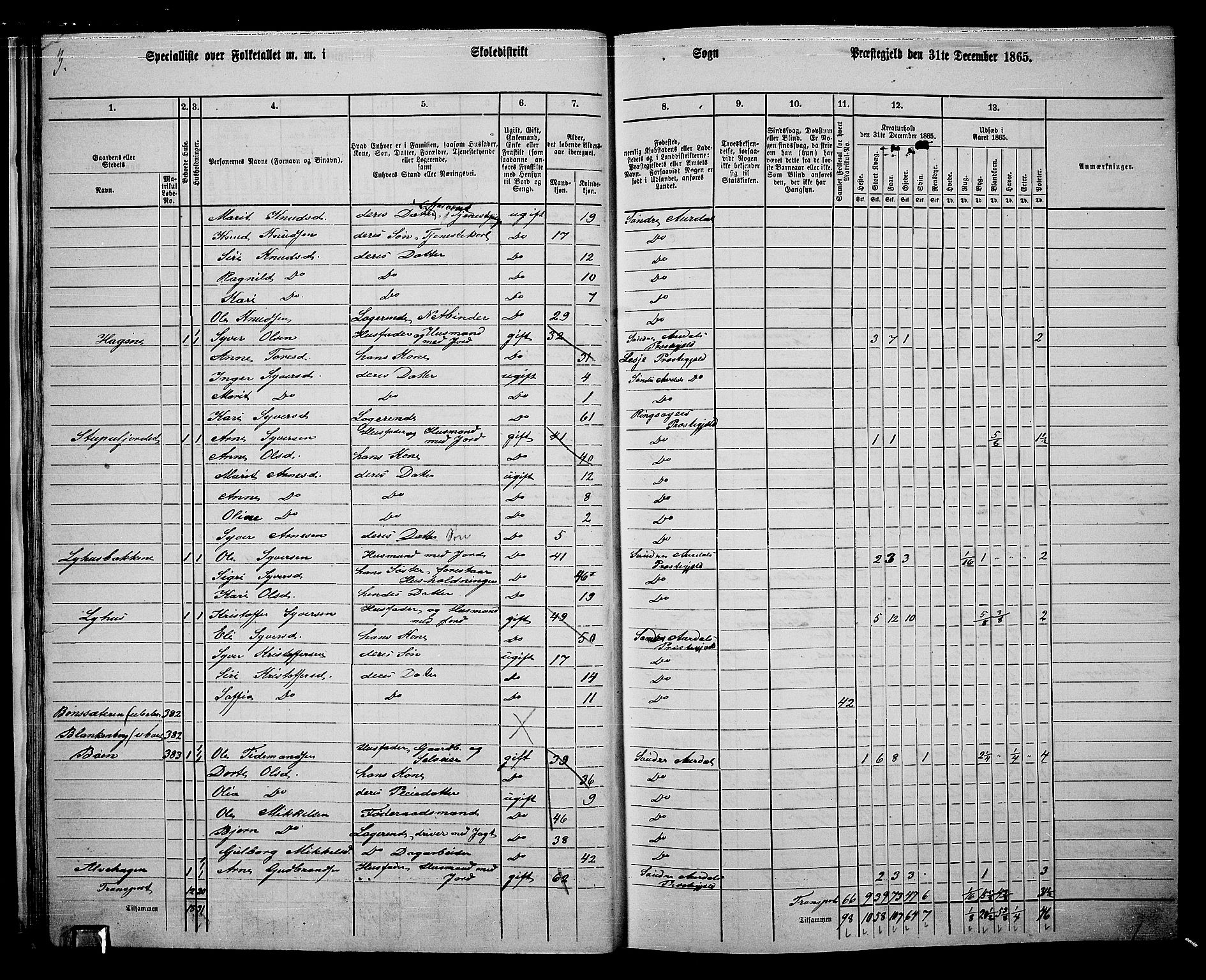 RA, 1865 census for Sør-Aurdal, 1865, p. 32