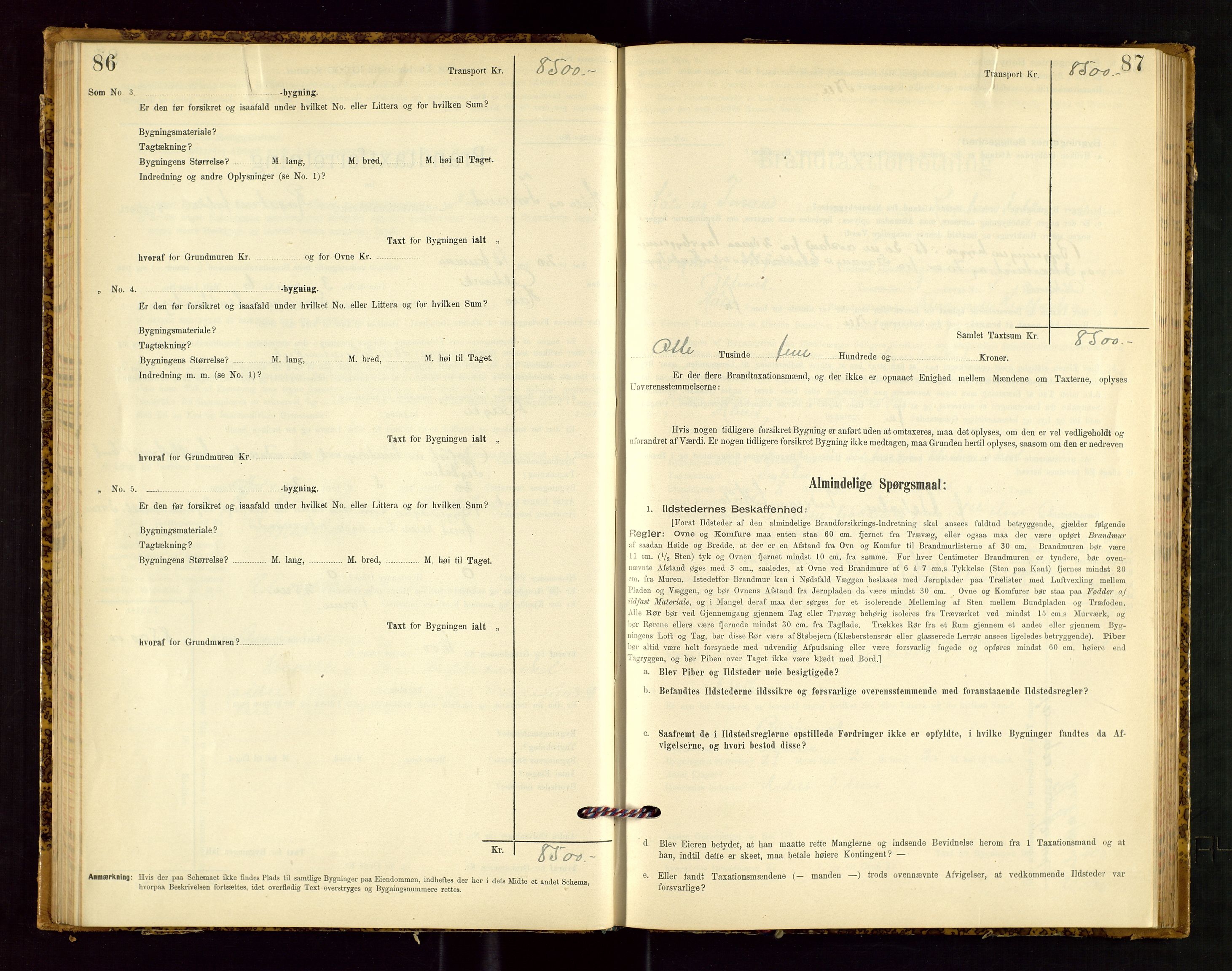 Høle og Forsand lensmannskontor, AV/SAST-A-100127/Gob/L0001: "Brandtaxtprotokol" - skjematakst, 1897-1940, p. 86-87