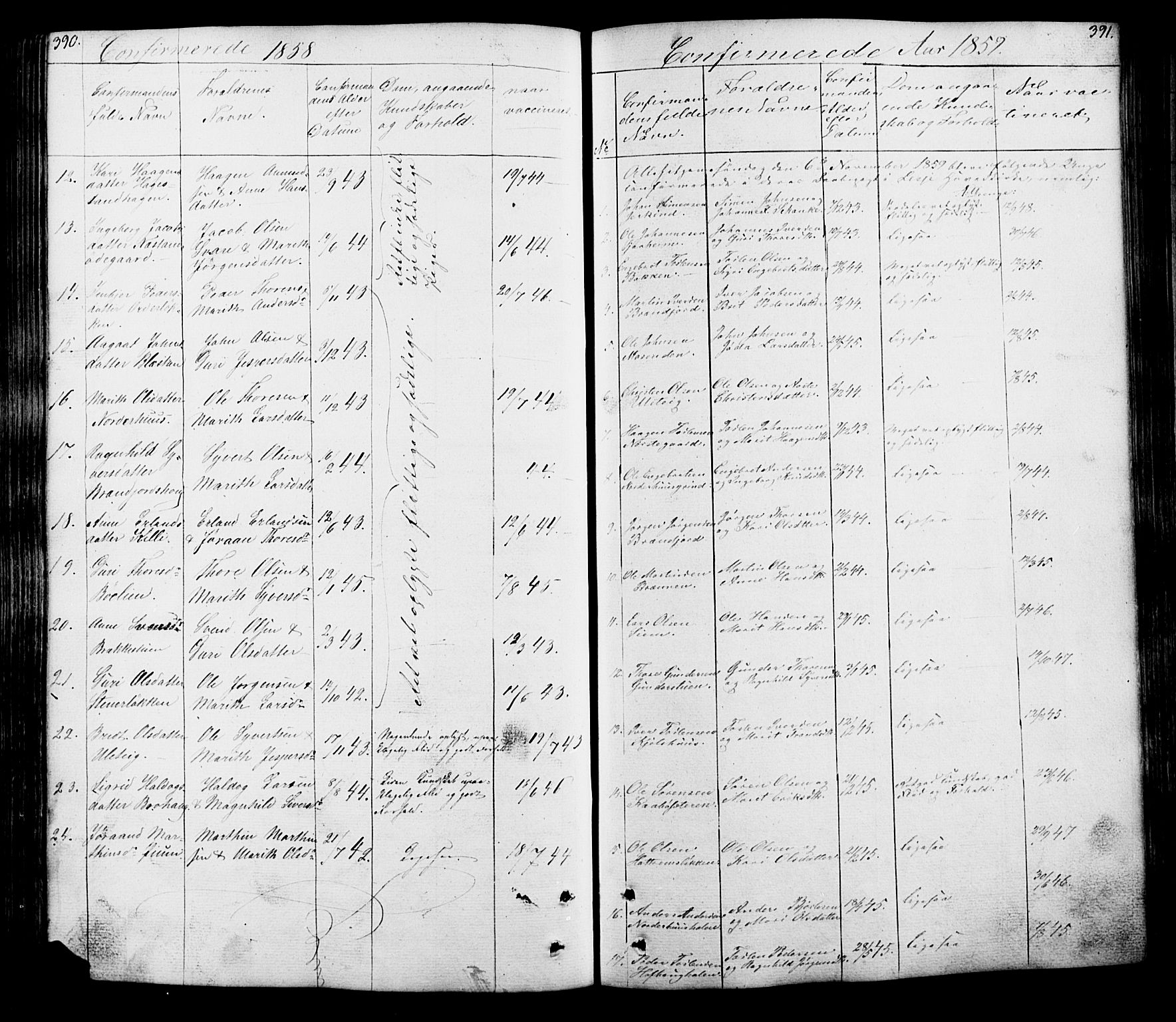 Lesja prestekontor, SAH/PREST-068/H/Ha/Hab/L0005: Parish register (copy) no. 5, 1850-1894, p. 390-391