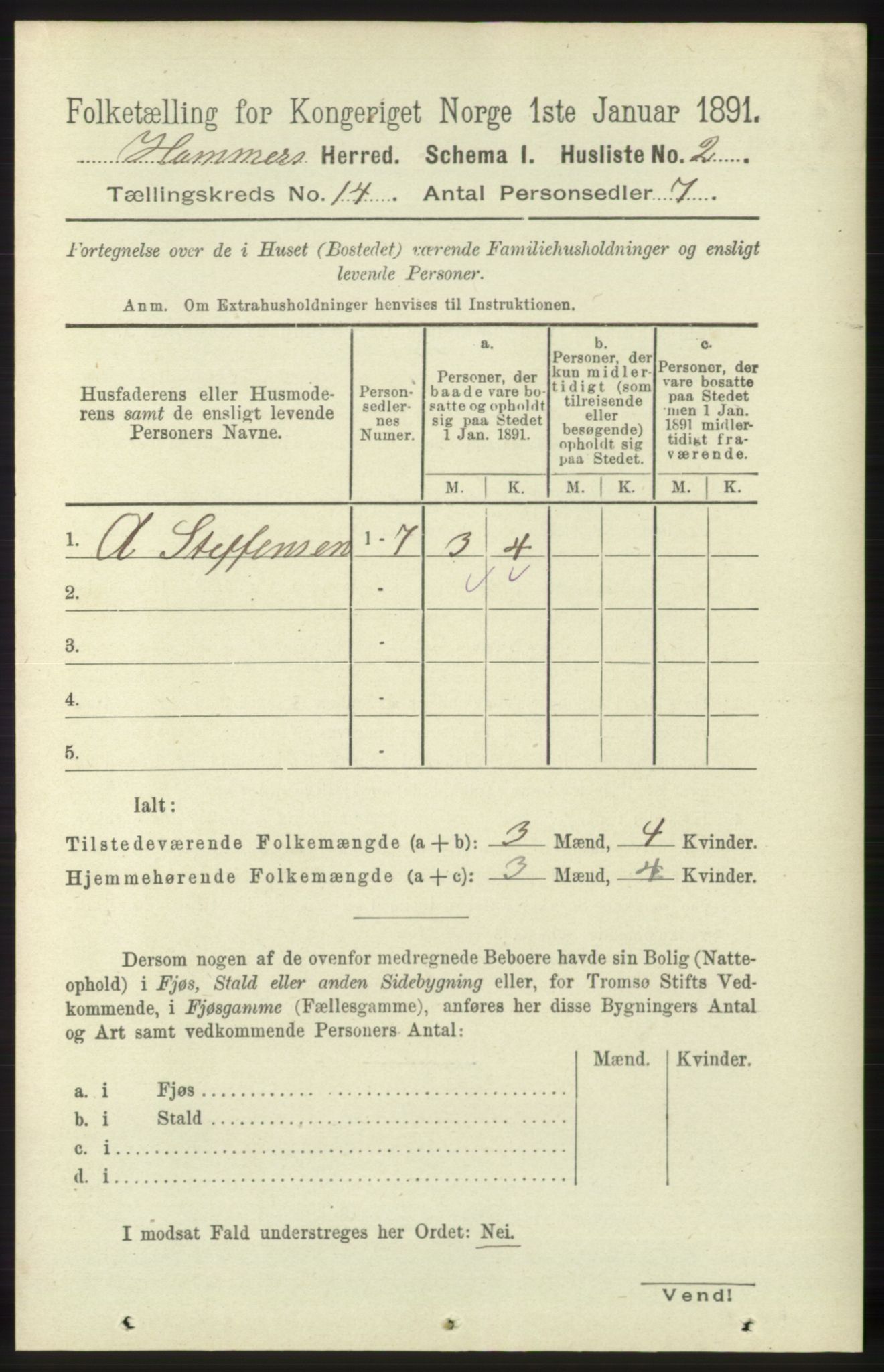 RA, 1891 census for 1254 Hamre, 1891, p. 4356