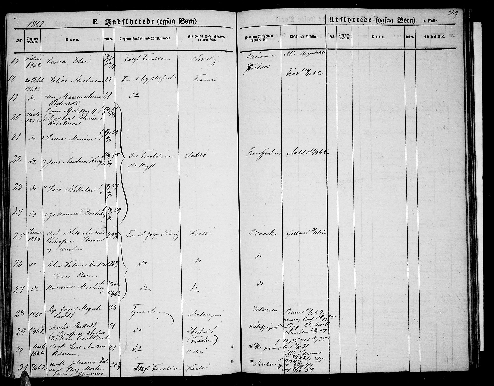 Tromsøysund sokneprestkontor, SATØ/S-1304/G/Gb/L0001klokker: Parish register (copy) no. 1, 1857-1869, p. 269