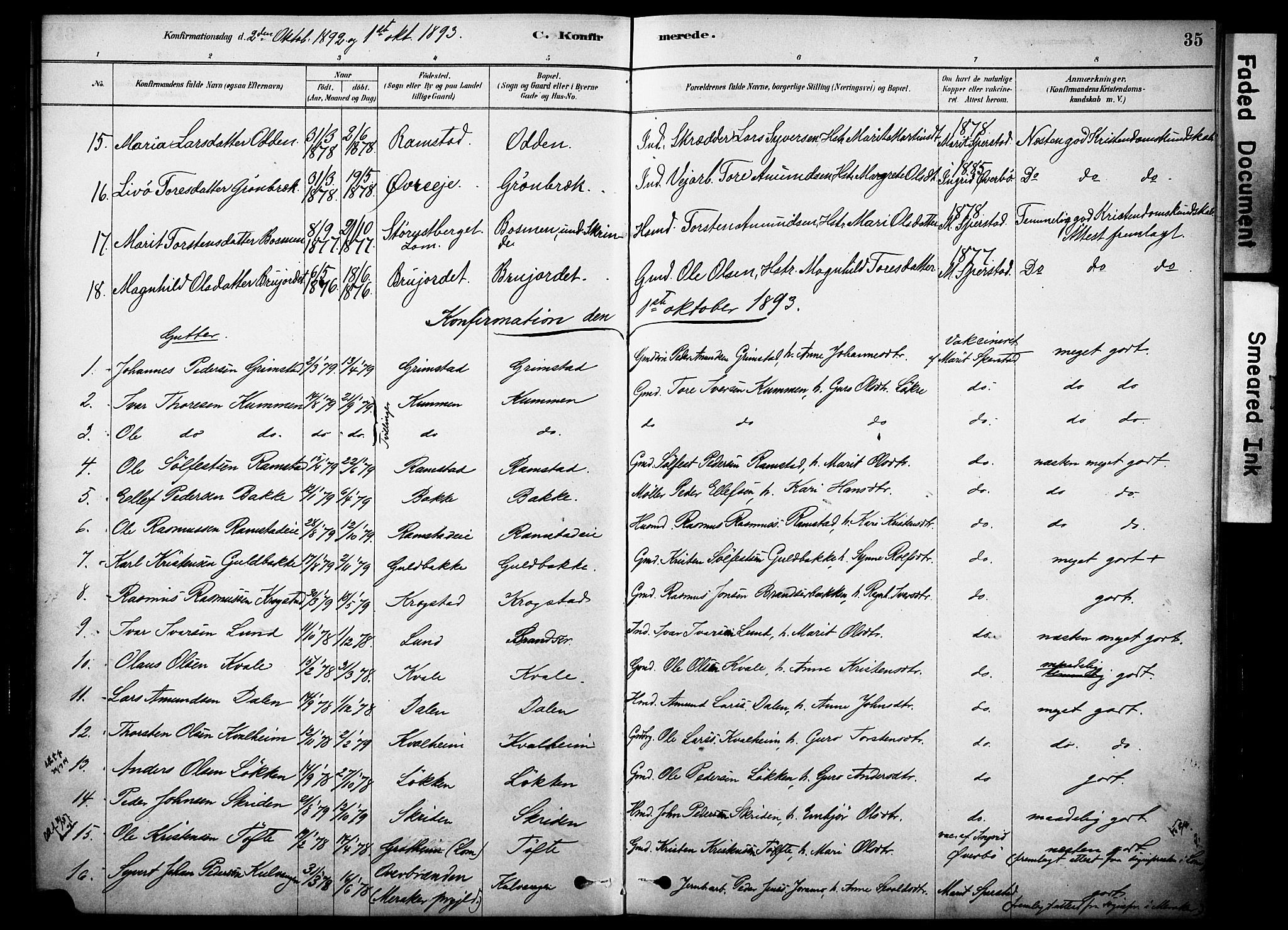 Skjåk prestekontor, SAH/PREST-072/H/Ha/Haa/L0002: Parish register (official) no. 2, 1878-1907, p. 35