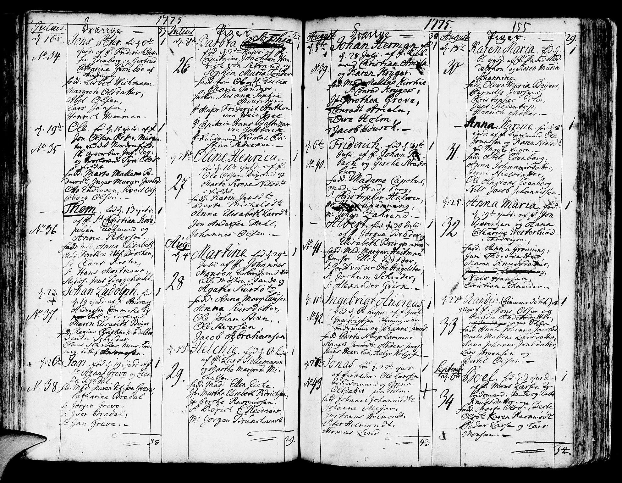 Korskirken sokneprestembete, SAB/A-76101/H/Haa/L0005: Parish register (official) no. A 5, 1751-1789, p. 155