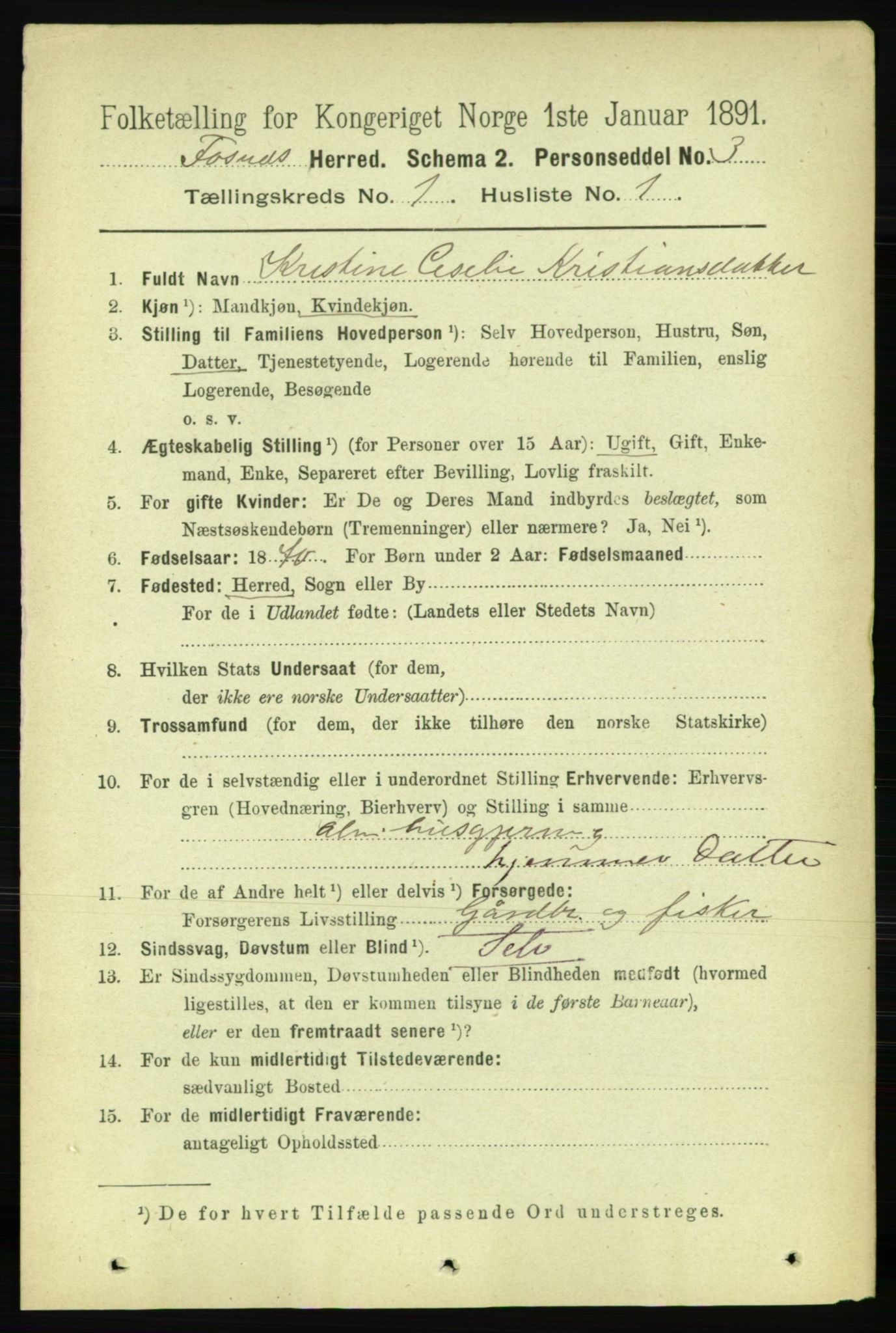 RA, 1891 census for 1748 Fosnes, 1891, p. 71