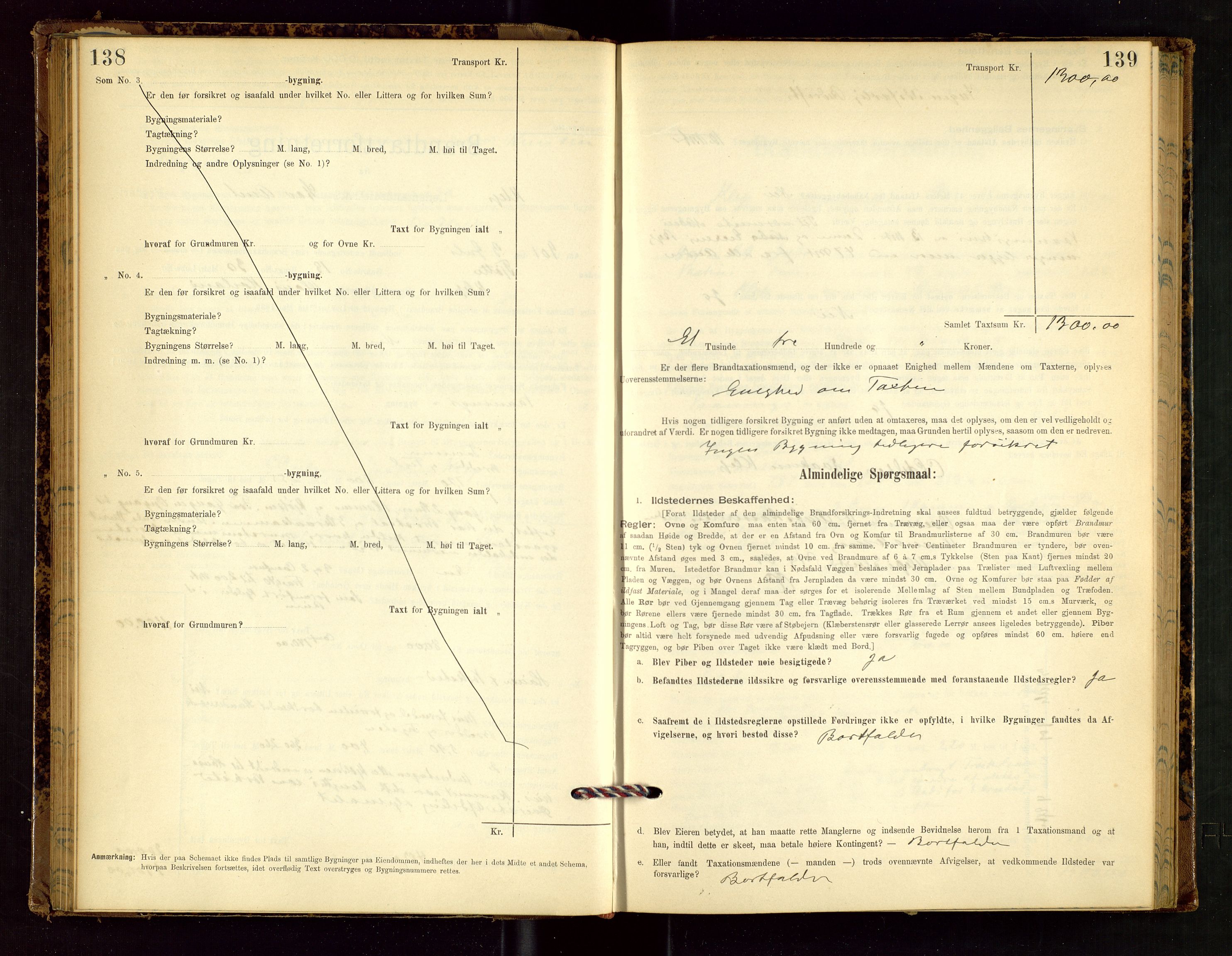 Klepp lensmannskontor, AV/SAST-A-100163/Goc/L0002: "Brandtaxationsprotokol" m/register, 1898-1902, p. 138-139