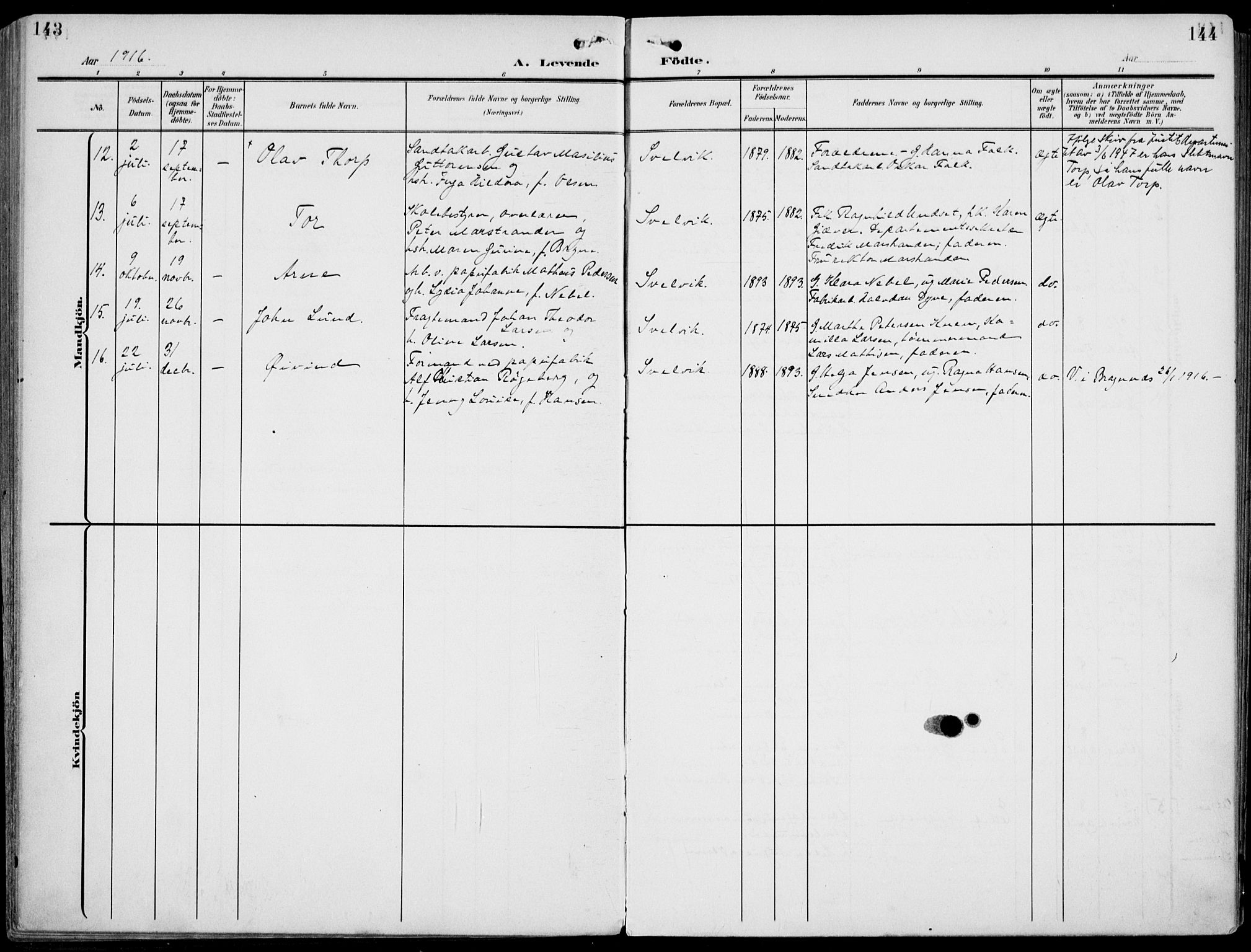 Strømm kirkebøker, AV/SAKO-A-322/F/Fb/L0002: Parish register (official) no. II 2, 1900-1919, p. 143-144