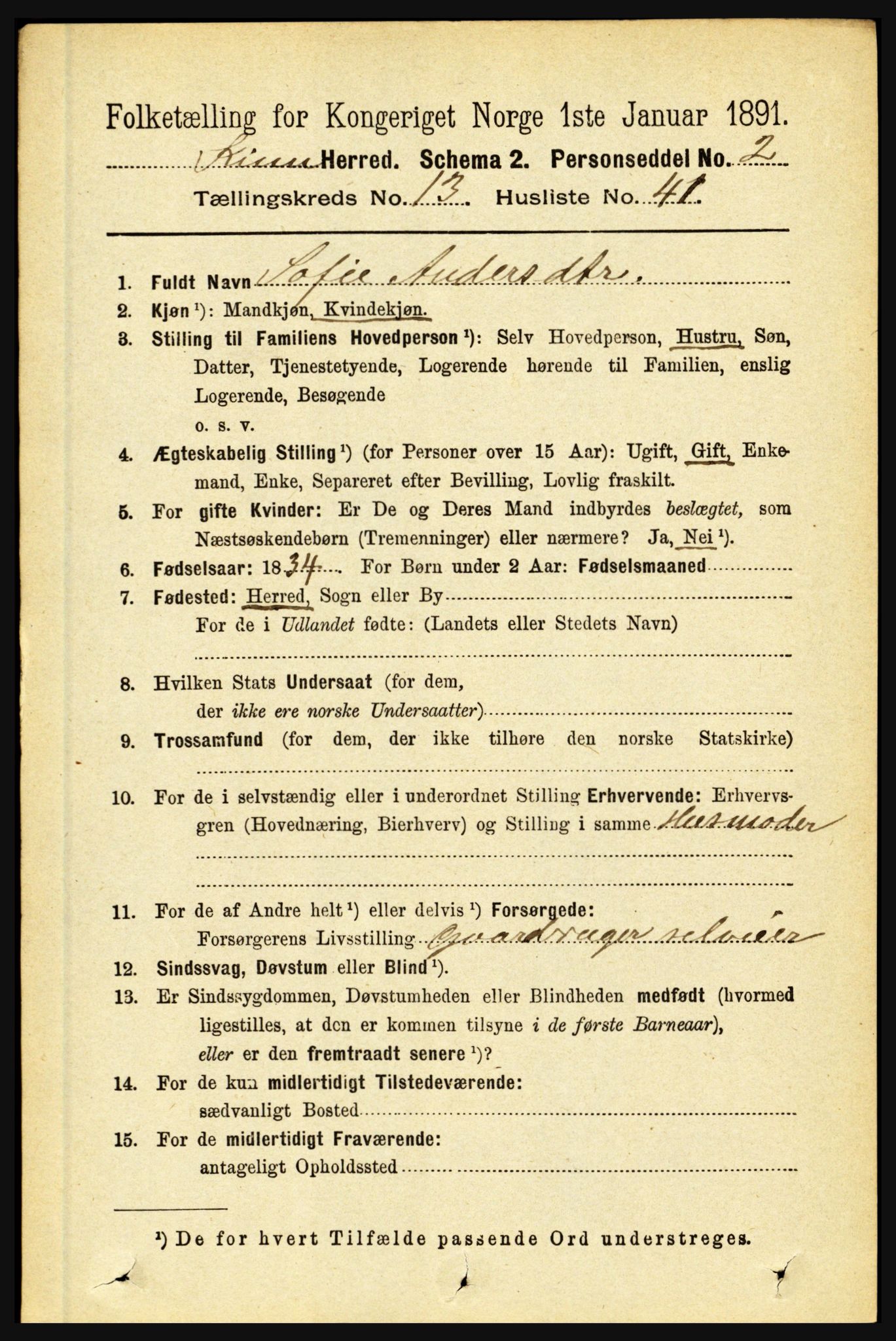 RA, 1891 census for 1437 Kinn, 1891, p. 5336