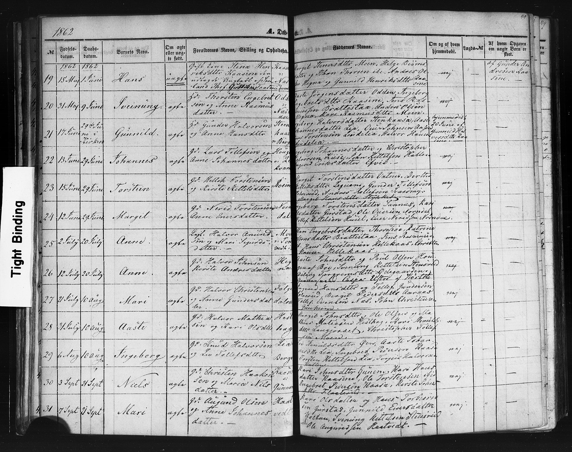 Sauherad kirkebøker, AV/SAKO-A-298/F/Fb/L0001: Parish register (official) no. II 1, 1851-1877, p. 40