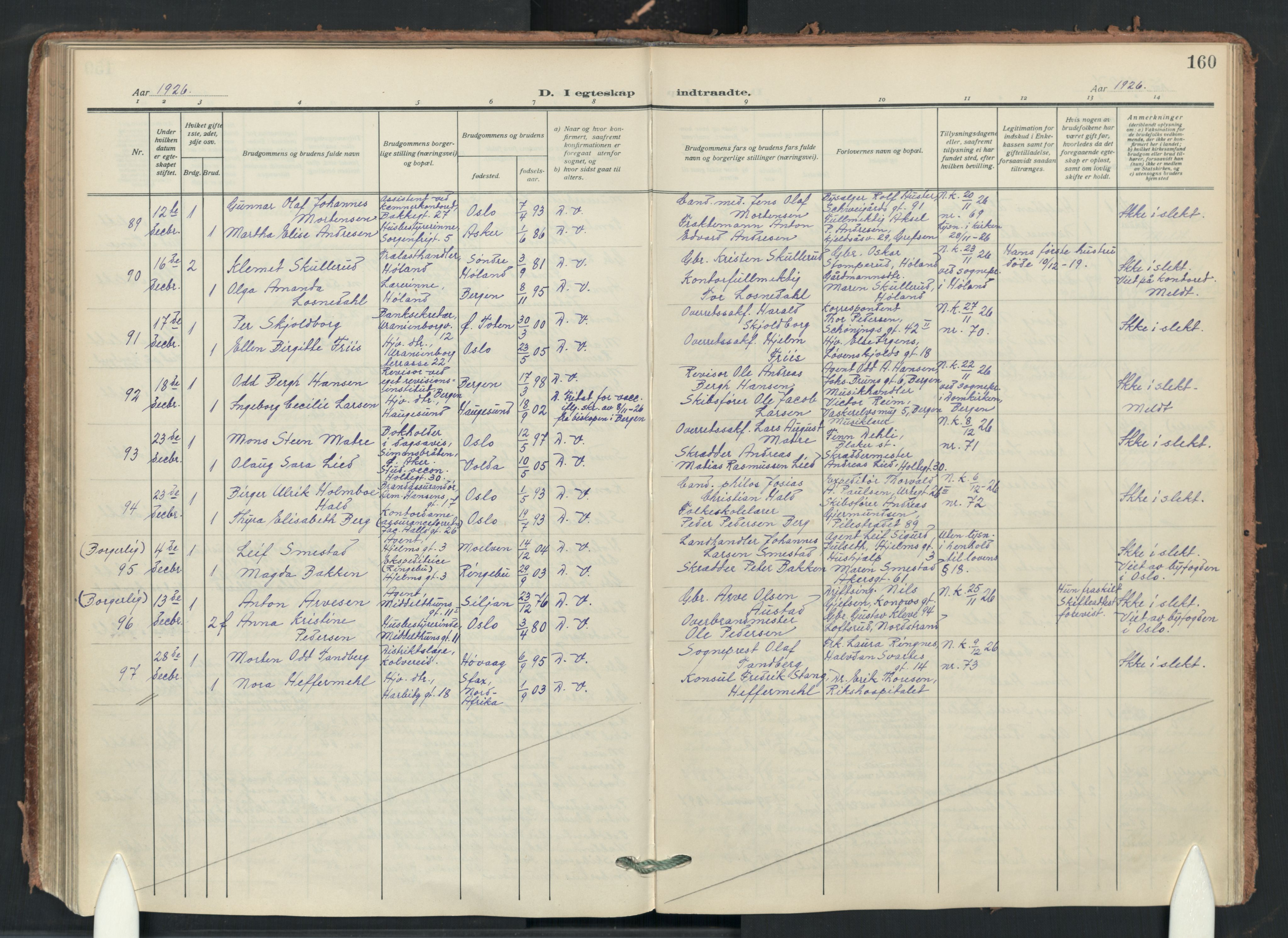 Uranienborg prestekontor Kirkebøker, AV/SAO-A-10877/F/Fa/L0012: Parish register (official) no. 12, 1914-1930, p. 160