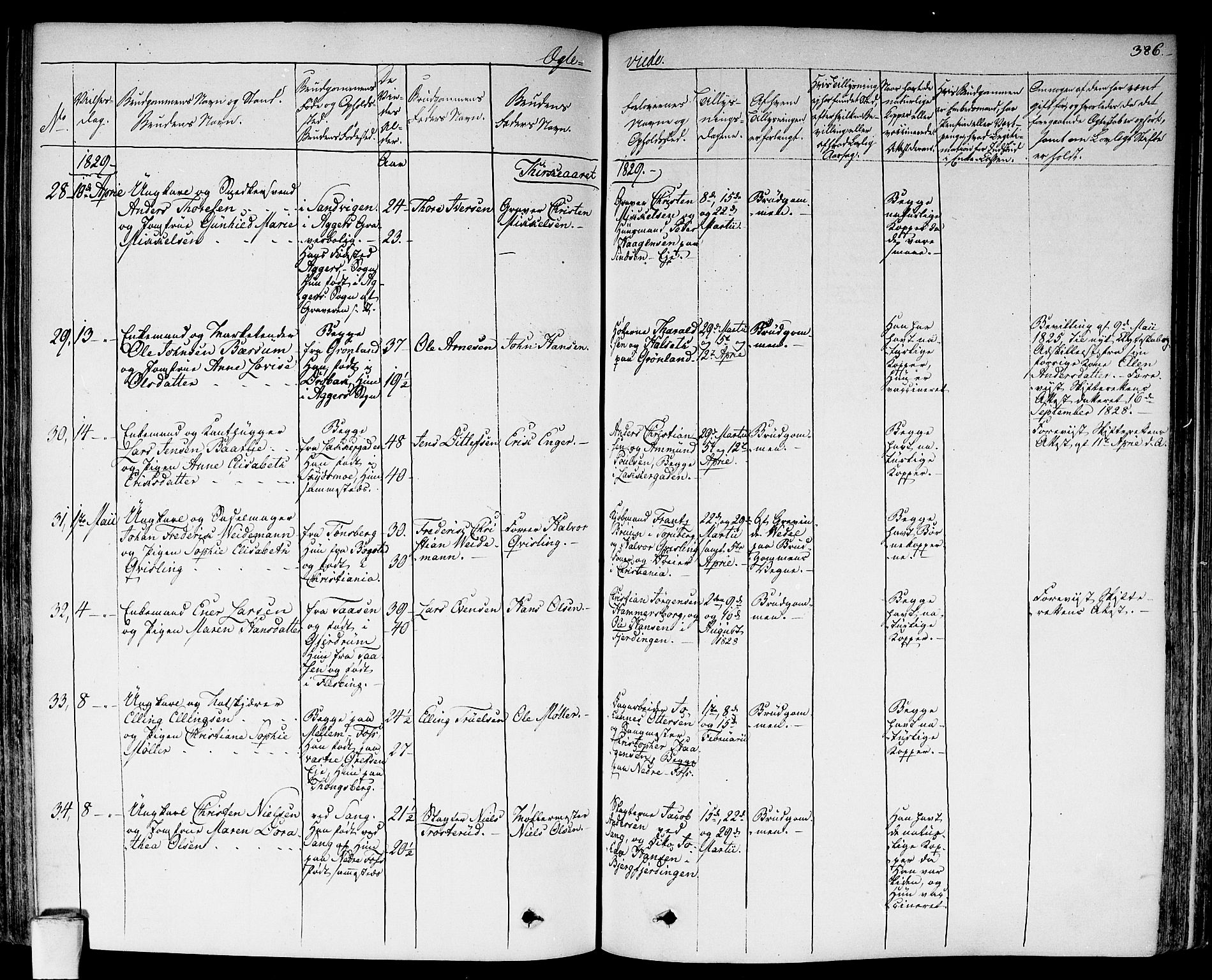 Aker prestekontor kirkebøker, AV/SAO-A-10861/F/L0013: Parish register (official) no. 13, 1828-1837, p. 386